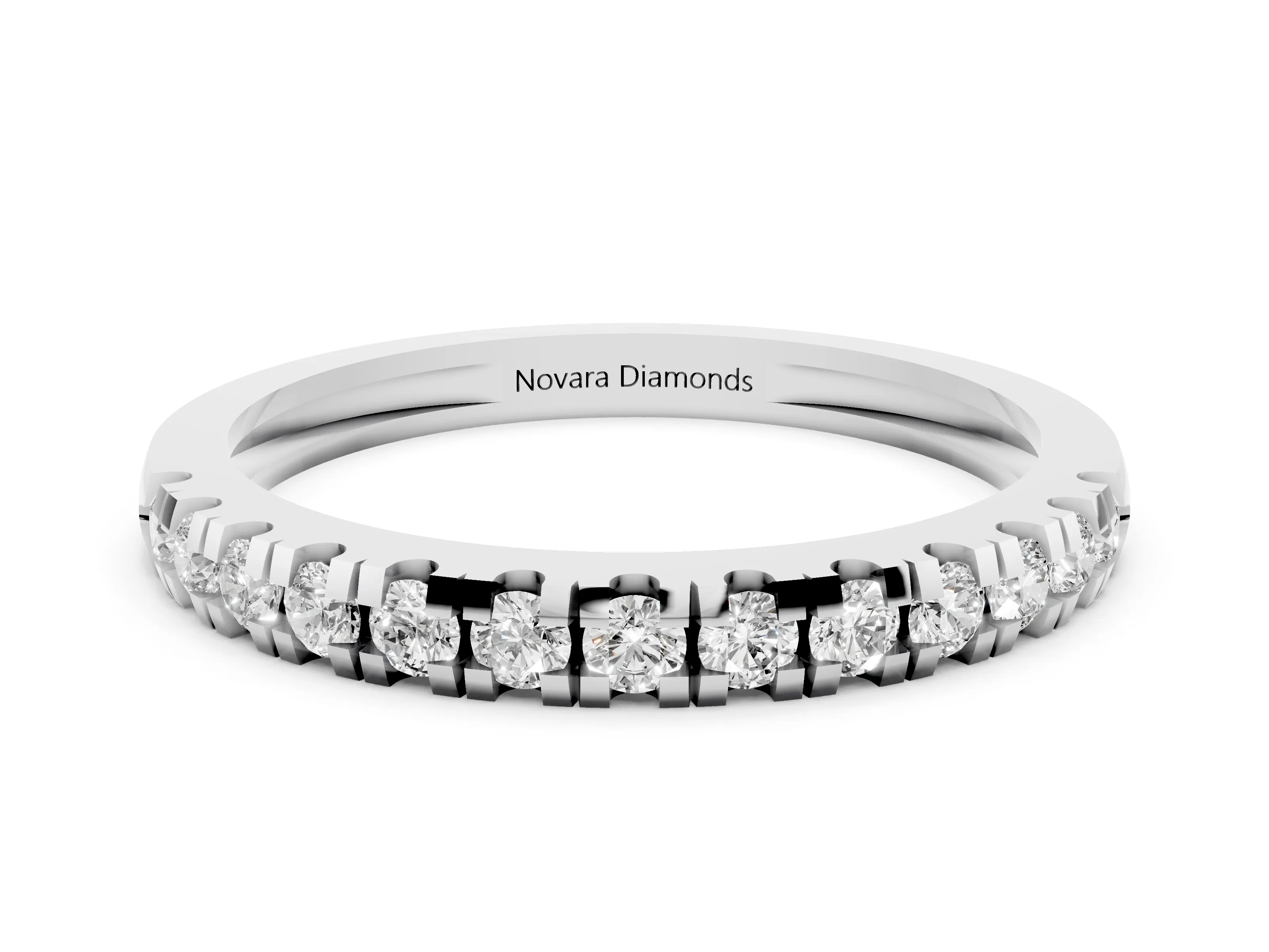 Round Cut Diamond Pavé Thin Band Set in Platinum