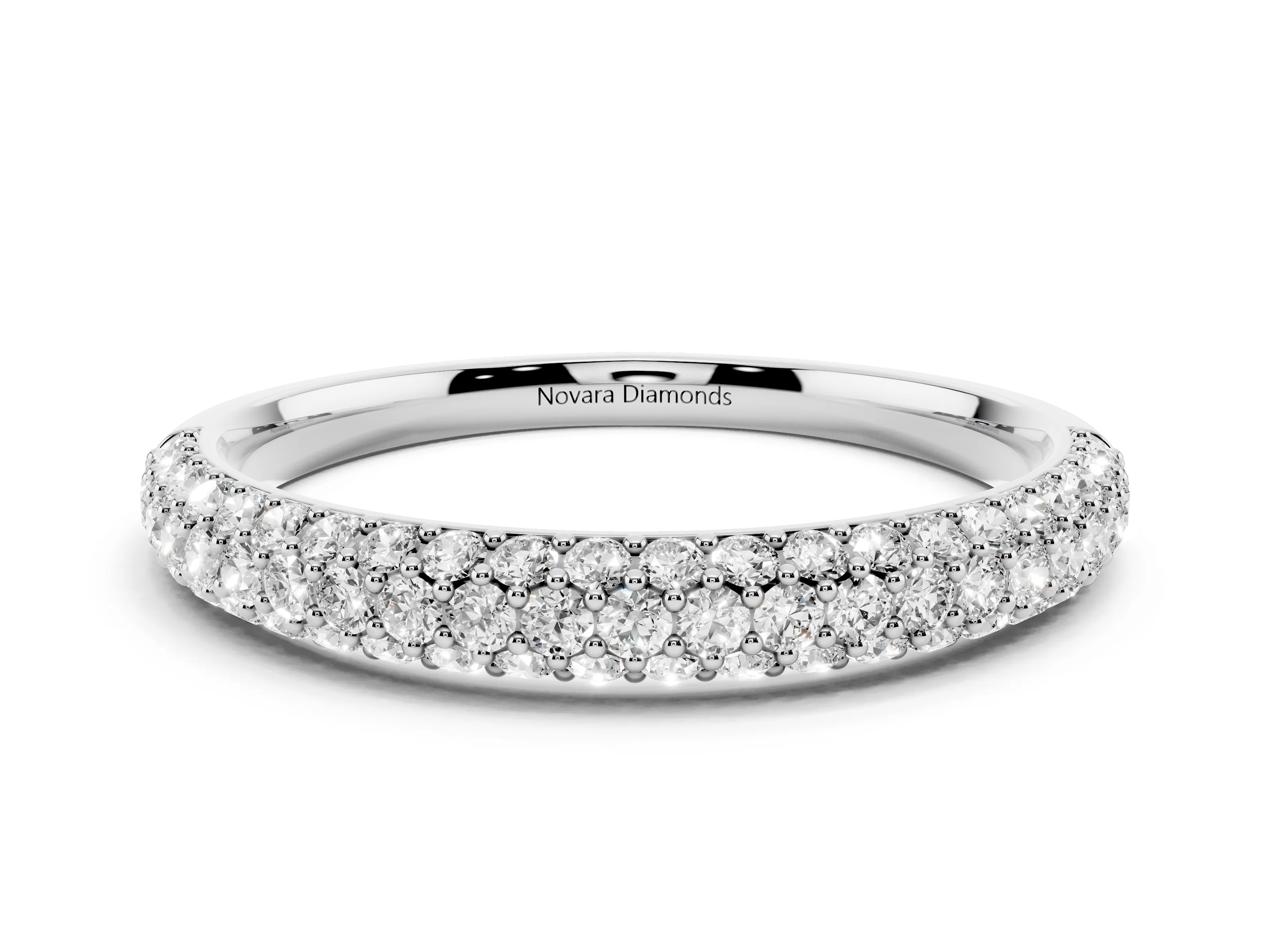 Round Diamond Pavé Eternity Band Set in Platinum with Full Circle Row