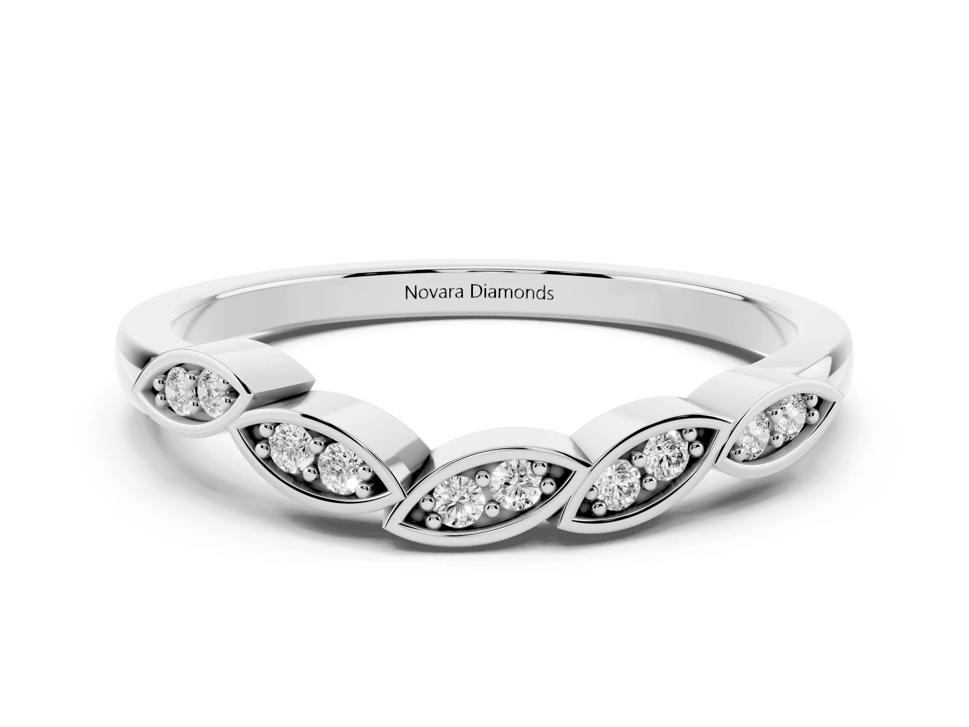 Marquise Diamond Leaf Eternity Band Set in Platinum with Bezel Setting
