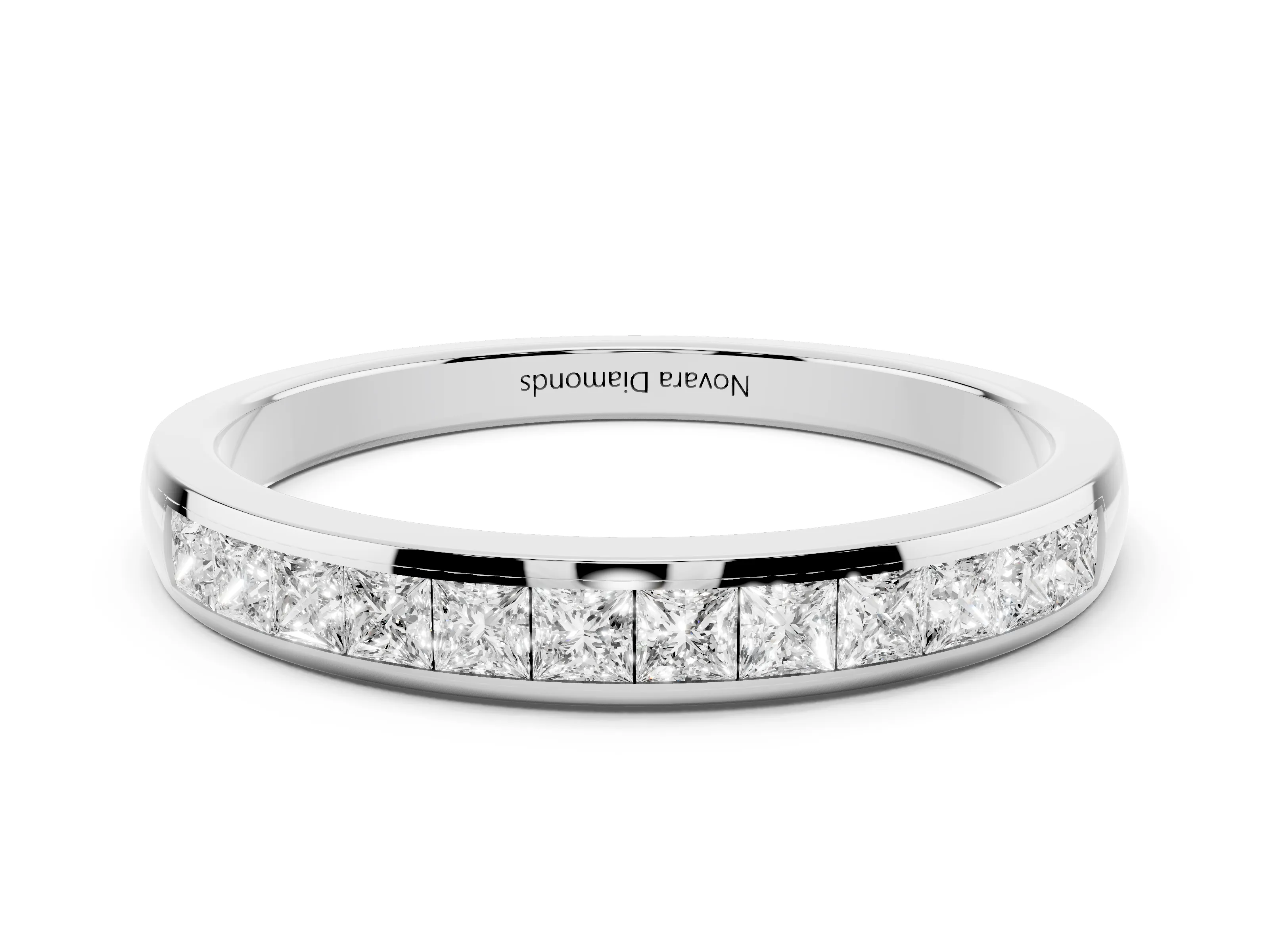 Princess Diamond Eternity Band Set in Platinum with Channel Setting and Comfort Fit