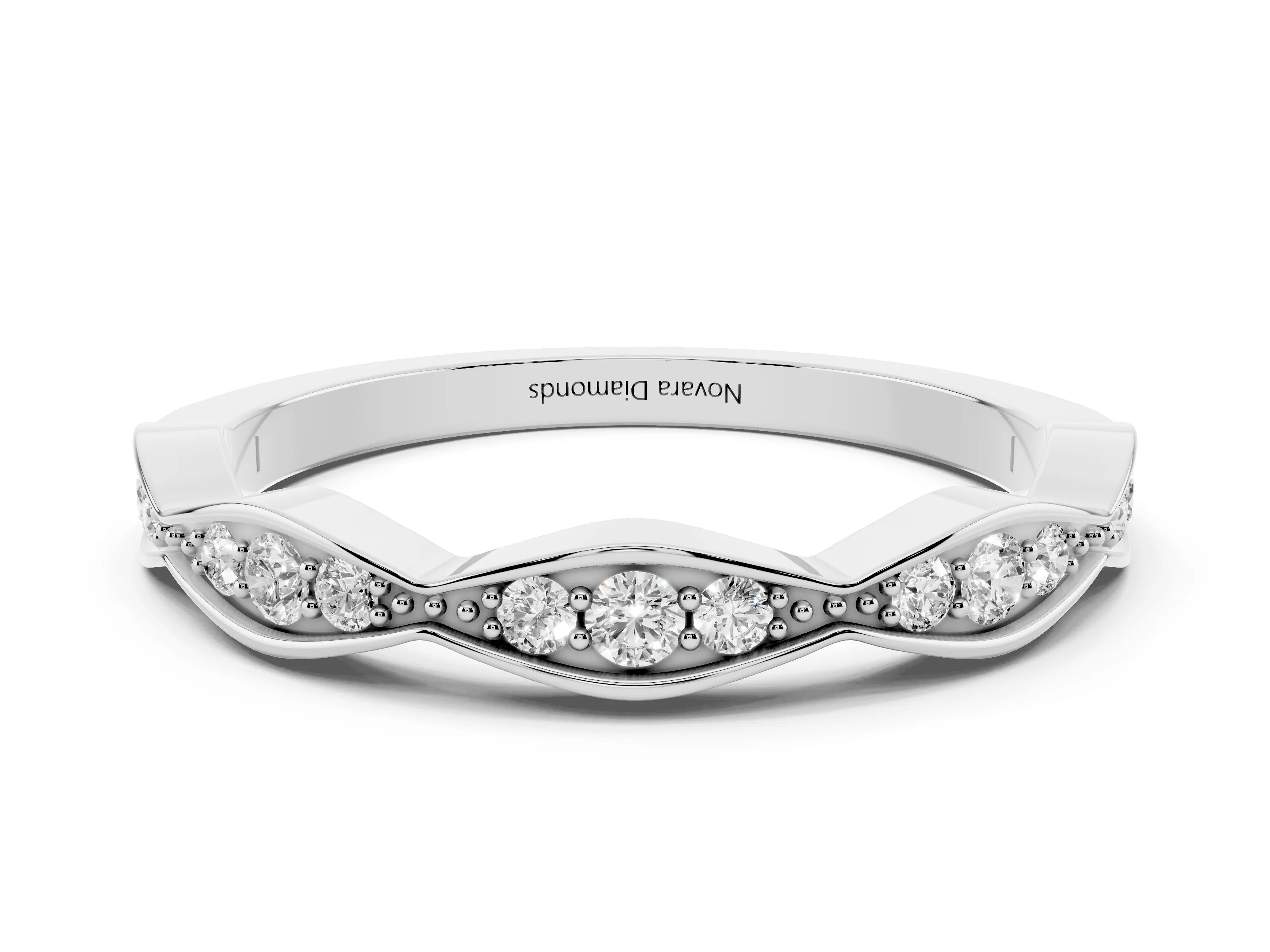 Round Diamond Scalloped Pavé Eternity Band Set in Platinum