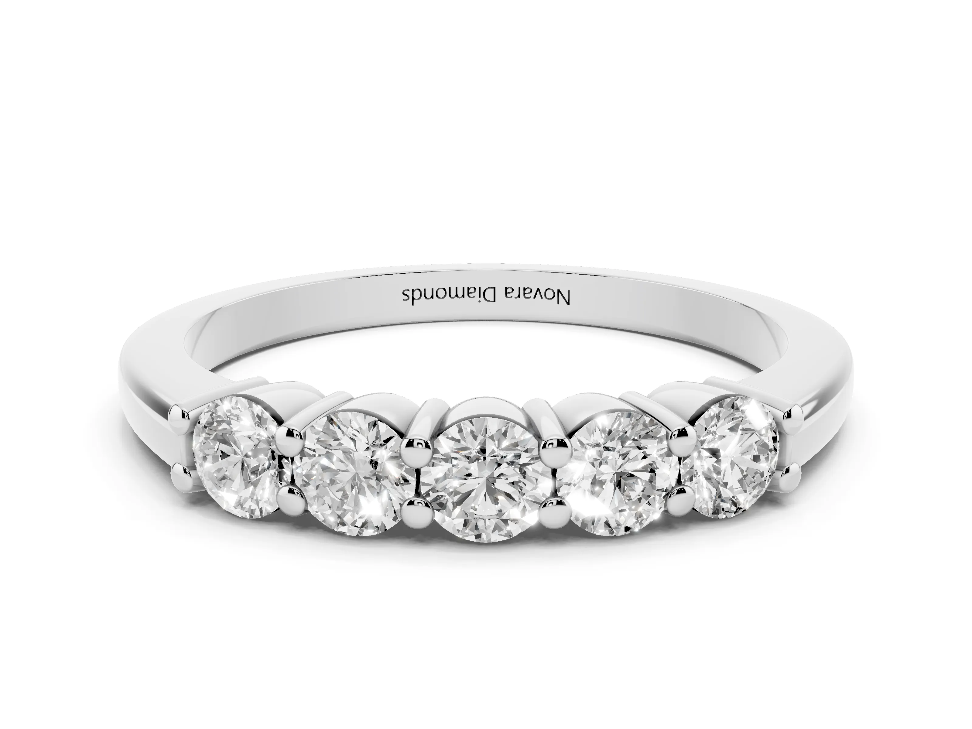 Round Diamond Prong-Set Half Eternity Wedding Band Set in Platinum
