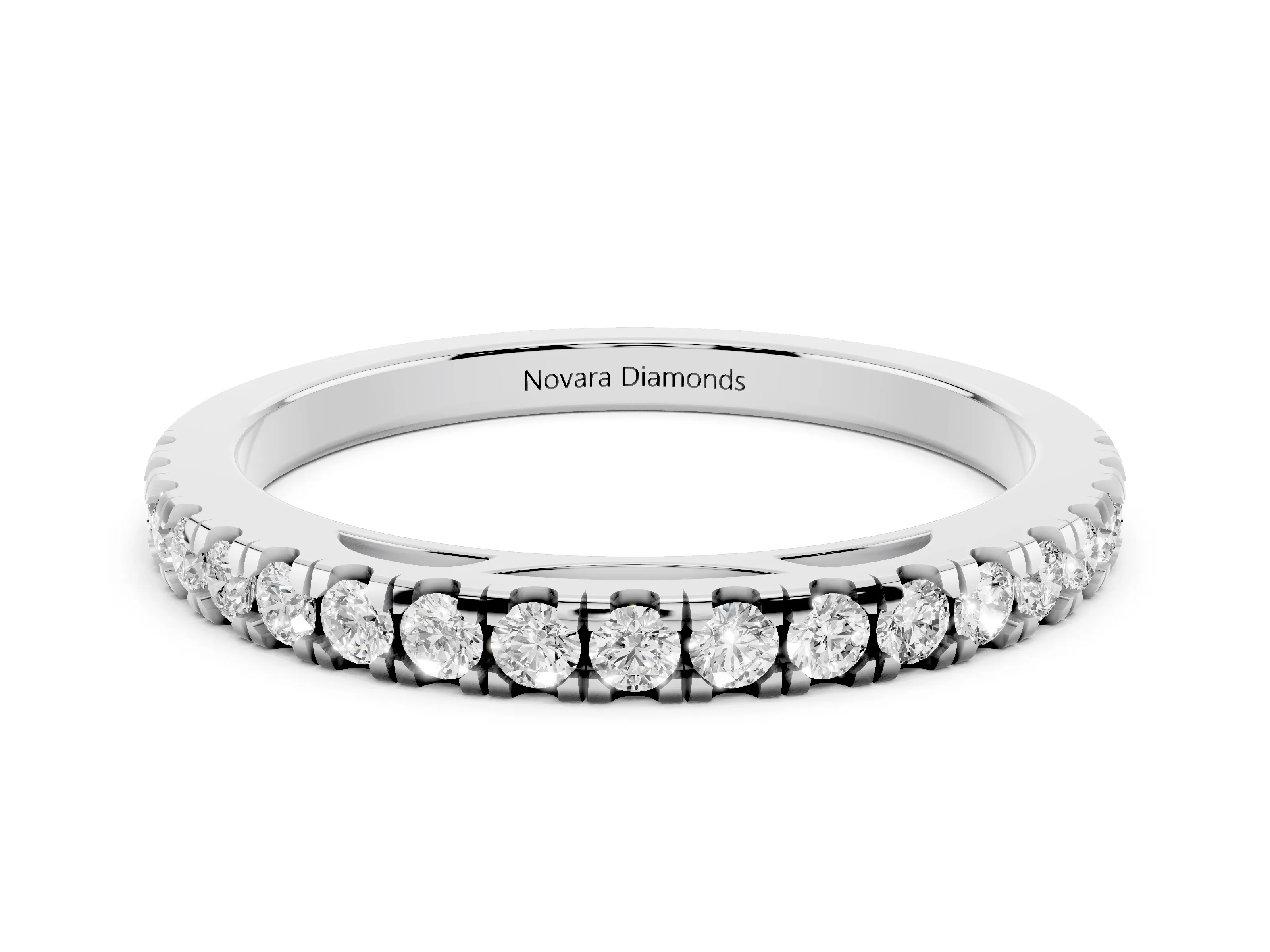 Round Diamond Eternity Band Set in Platinum with Pavé-Set Row