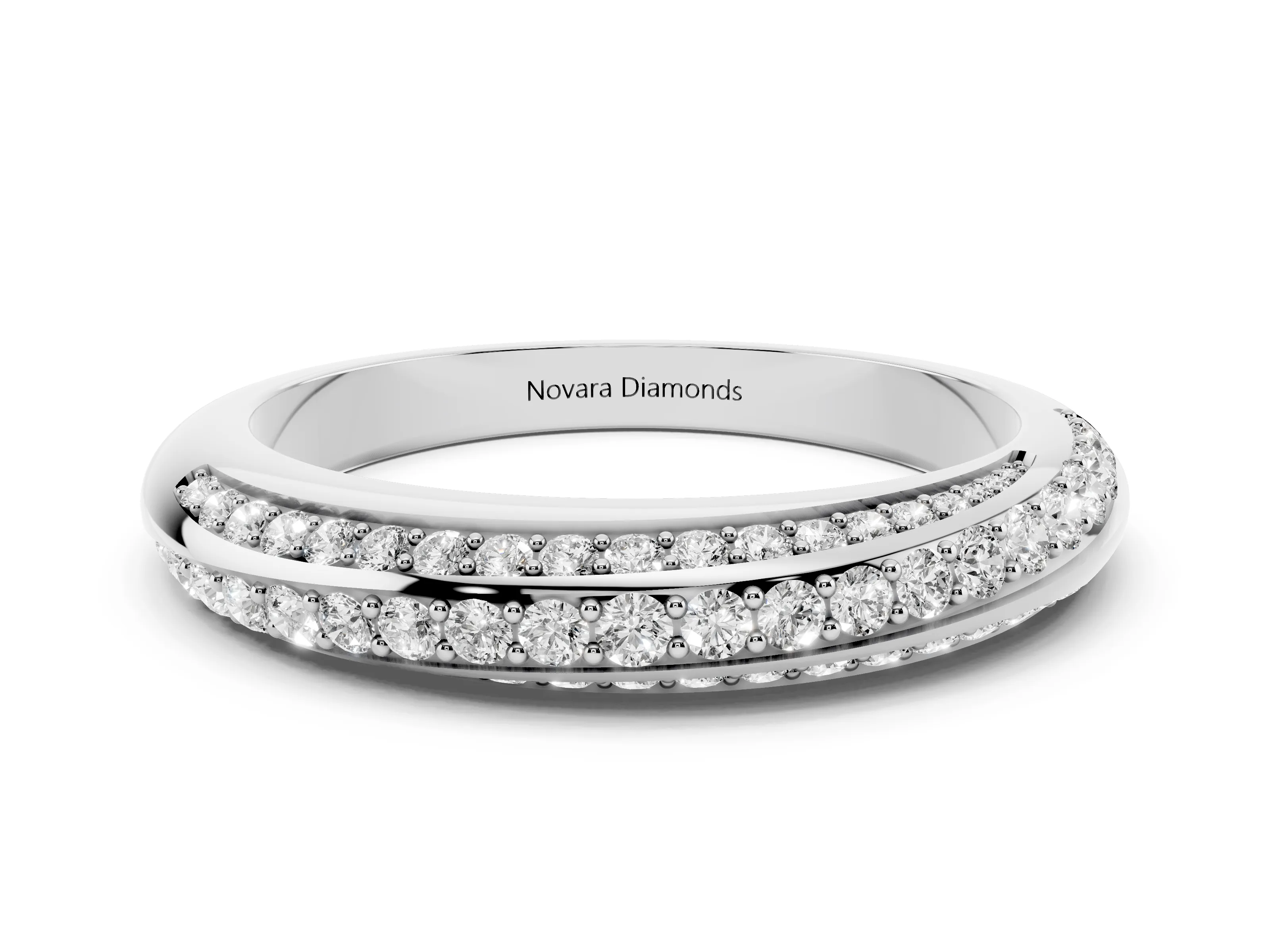 Round Diamond Double Row Pavé Band Set in Platinum with Channel Setting