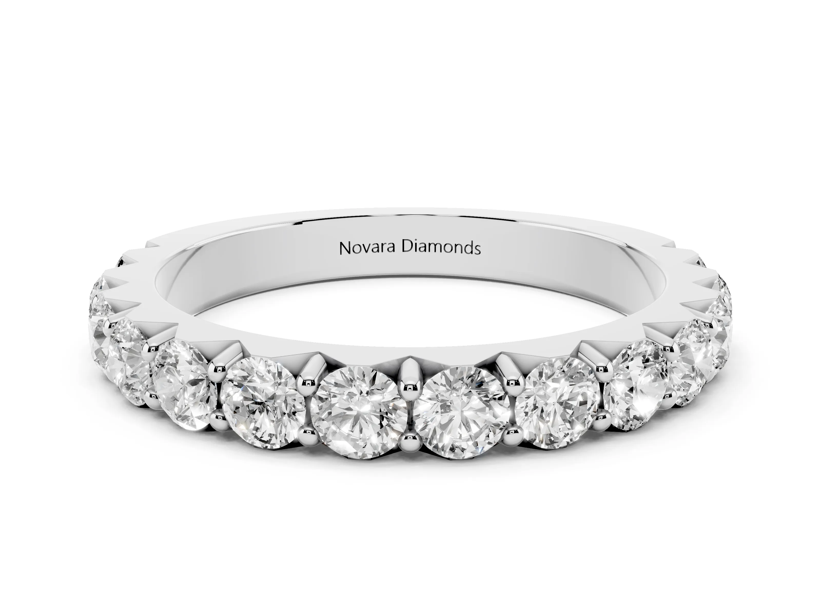 Round Diamond Half Eternity Band Set in Platinum with Classic Prong Setting