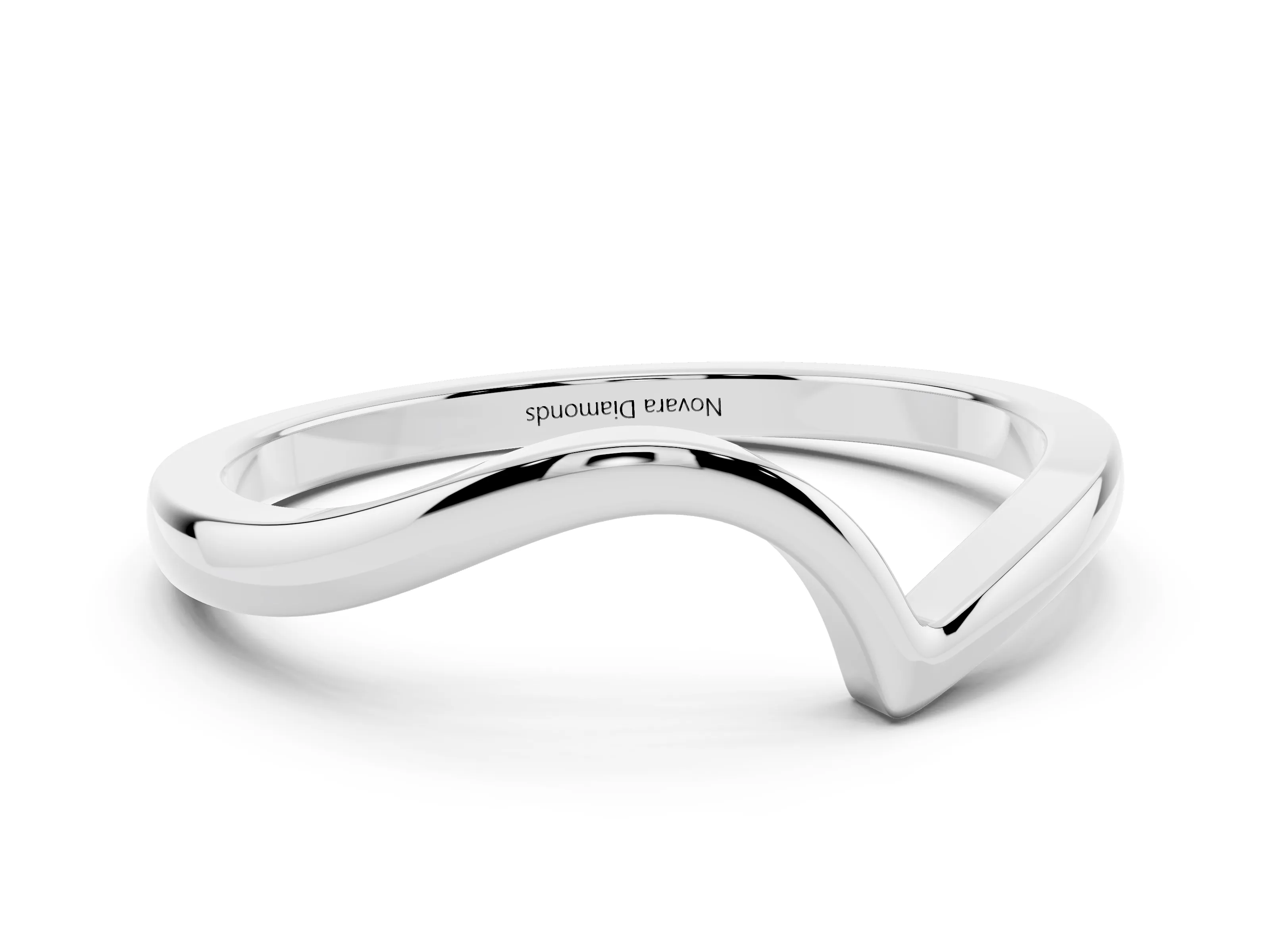 Round Diamond Curved Solitaire Band Set in Platinum with Prong Setting