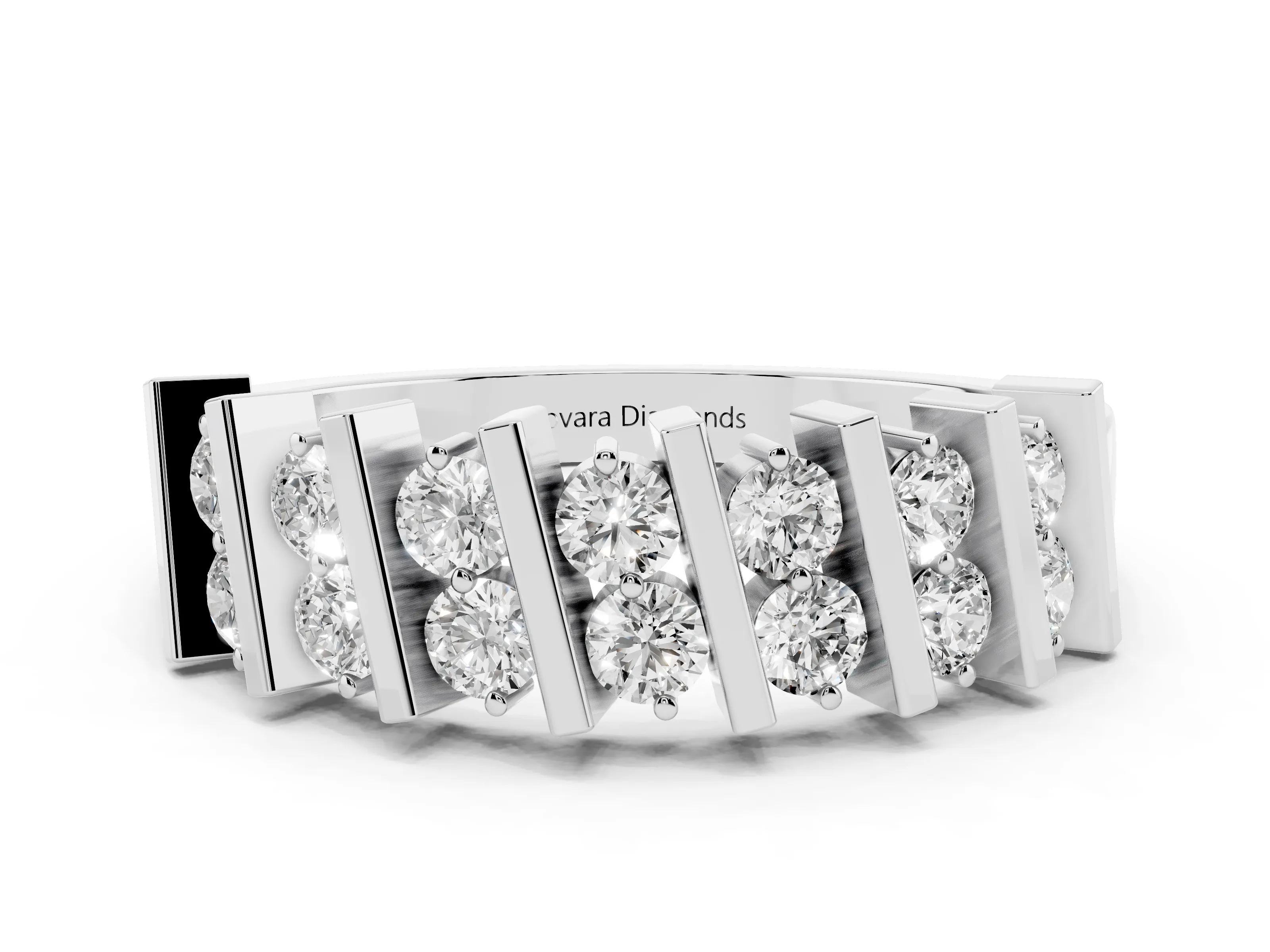 Round Diamond Channel Anniversary Band Set in White gold with Vertical Prongs
