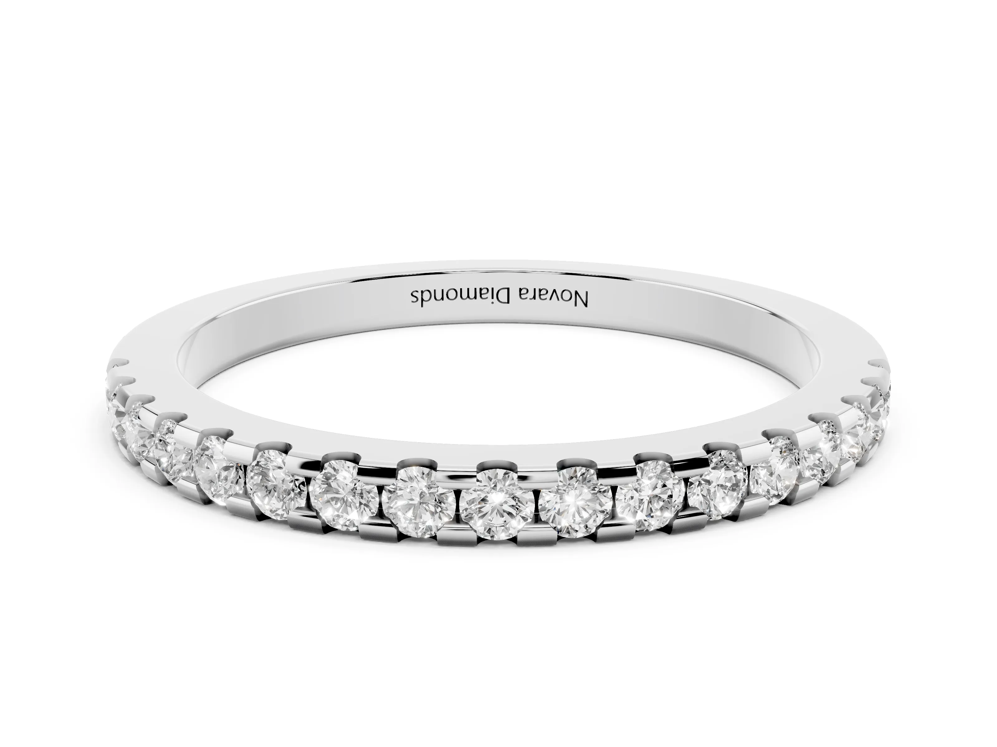 Round Diamond Eternity Band Set in Platinum with Pavé Micro Prong Setting