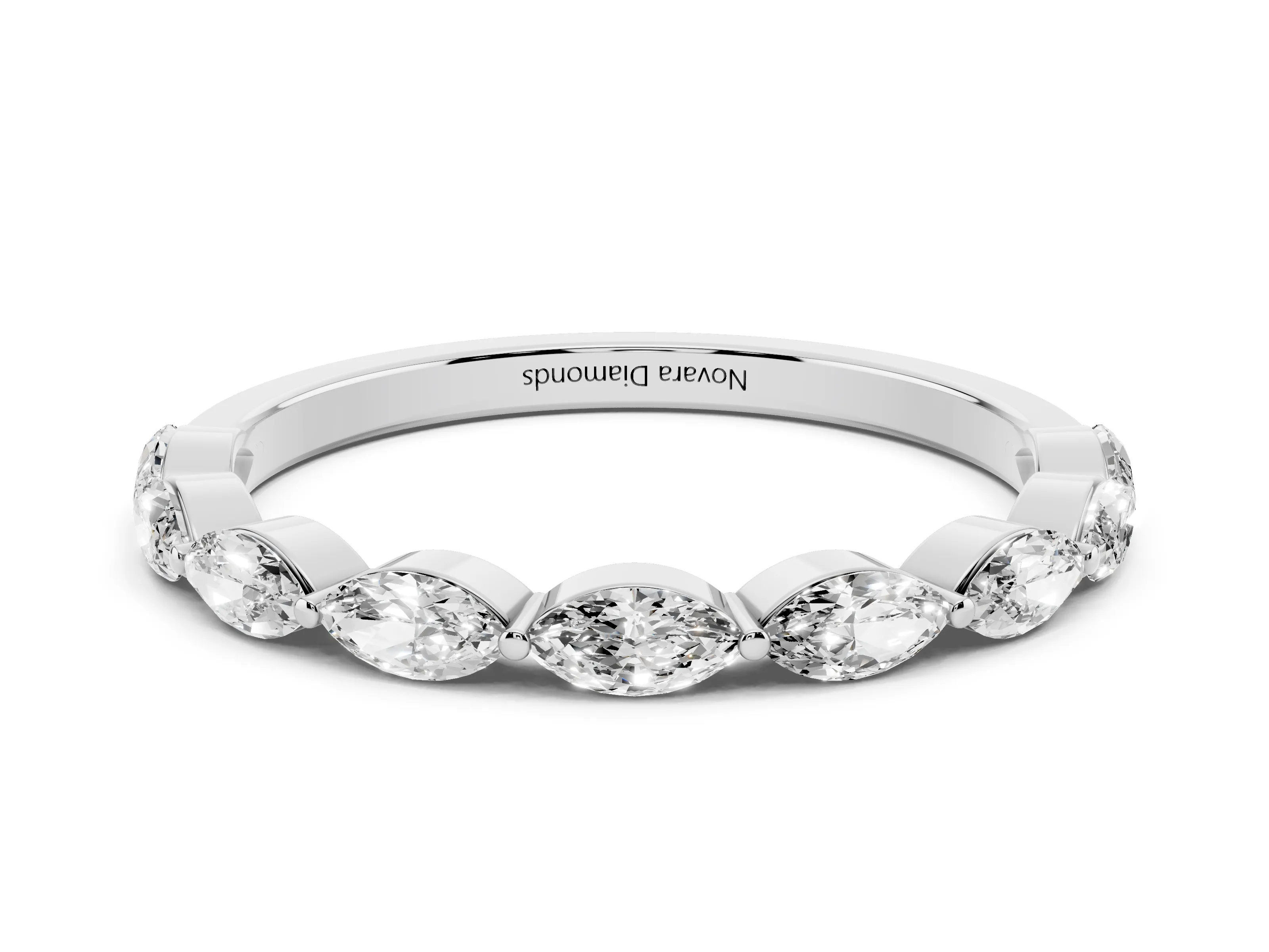Marquise Diamond Half Eternity Band Set in Platinum with Prong Setting