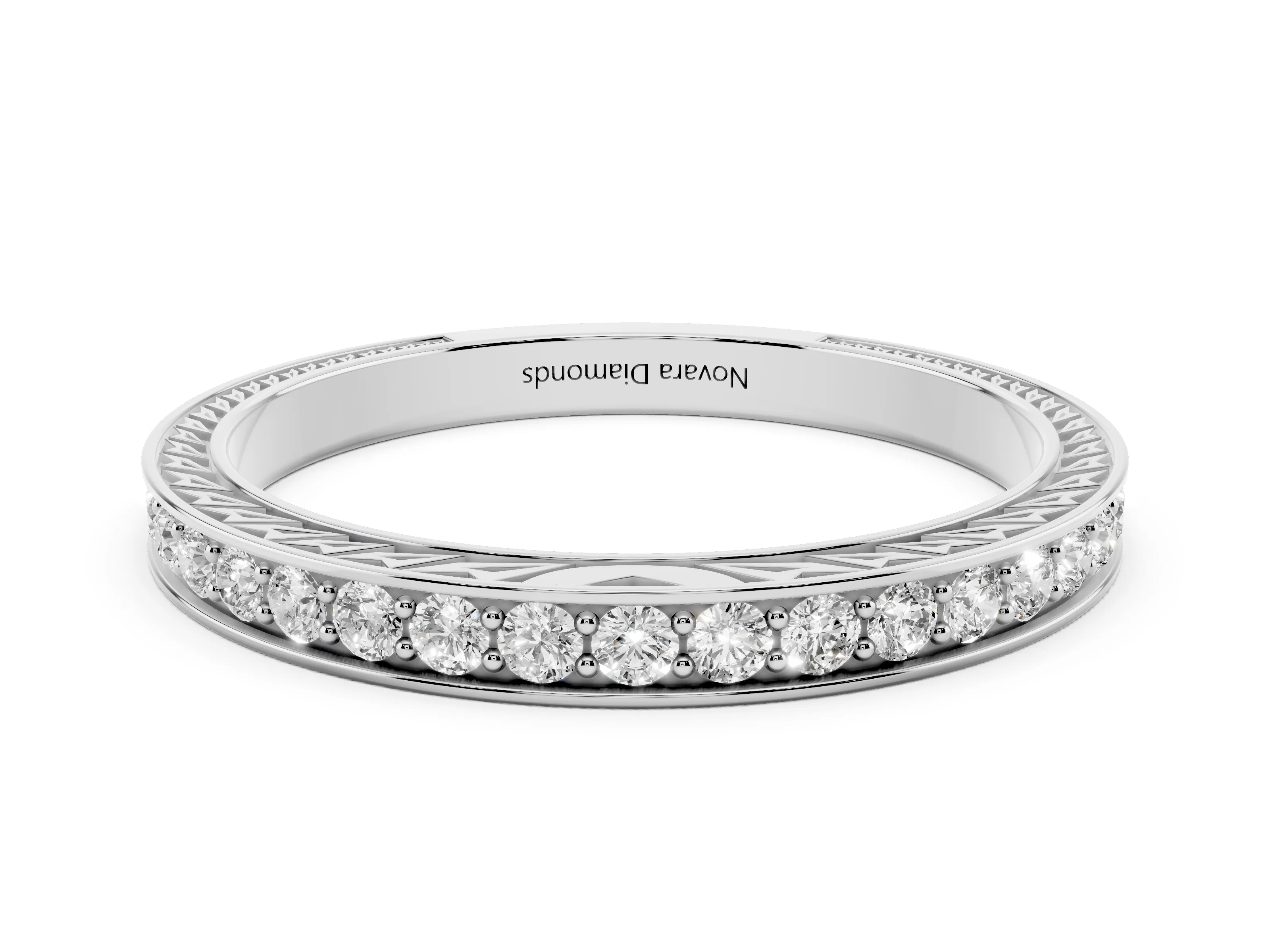 Round Cut Diamond Pavé Eternity Band Set in Platinum with Channel Walls