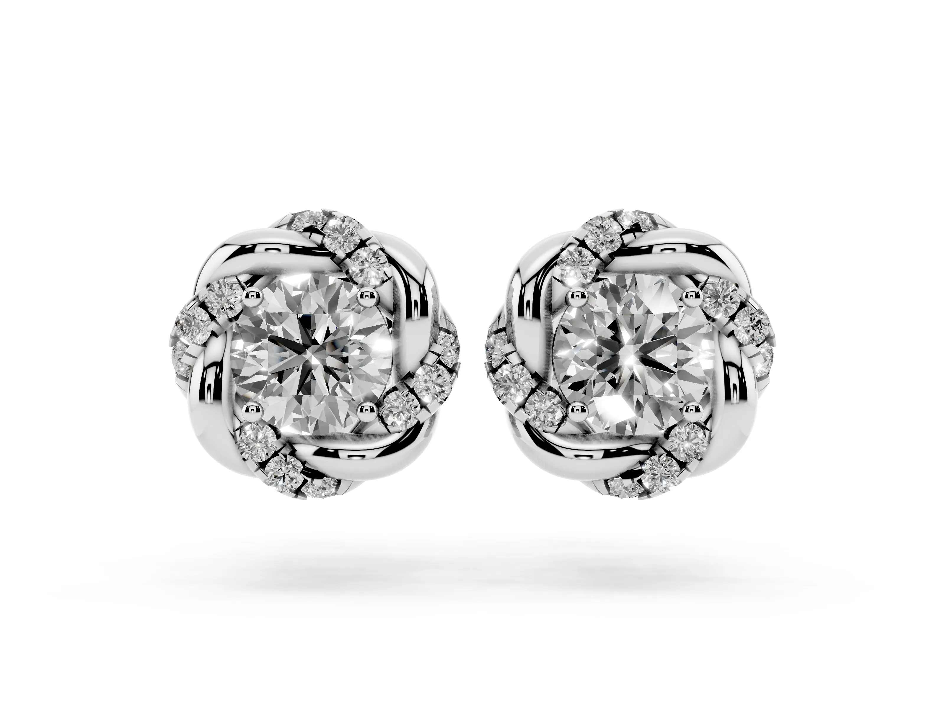 Round Lab-Grown Diamond Oceana Swirl Stud Earrings | Twisted Rope Frame | Platinum
