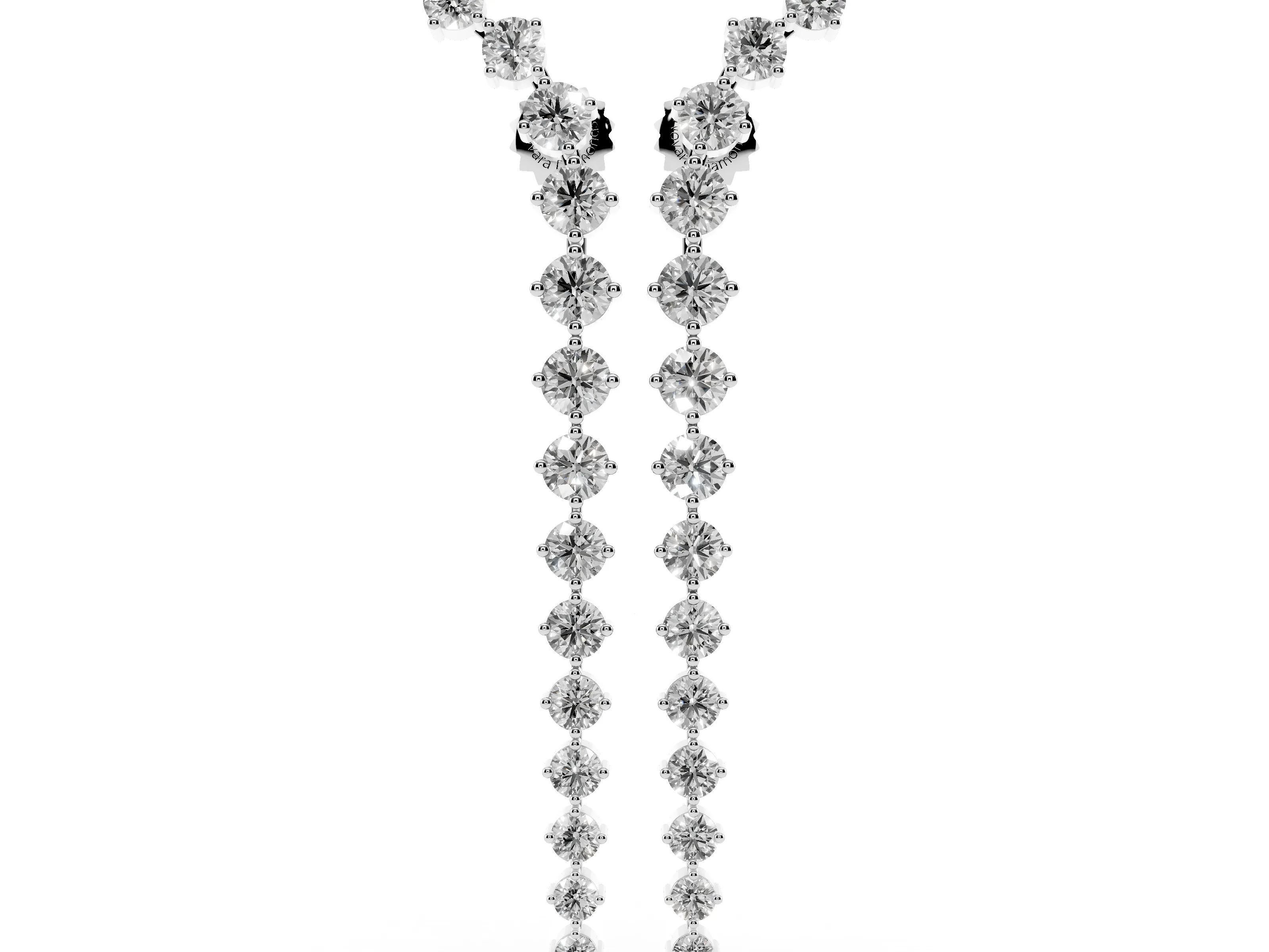 Round Lab-Grown Diamond Curved Drop Earrings | Linked Prong Settings | Platinum
