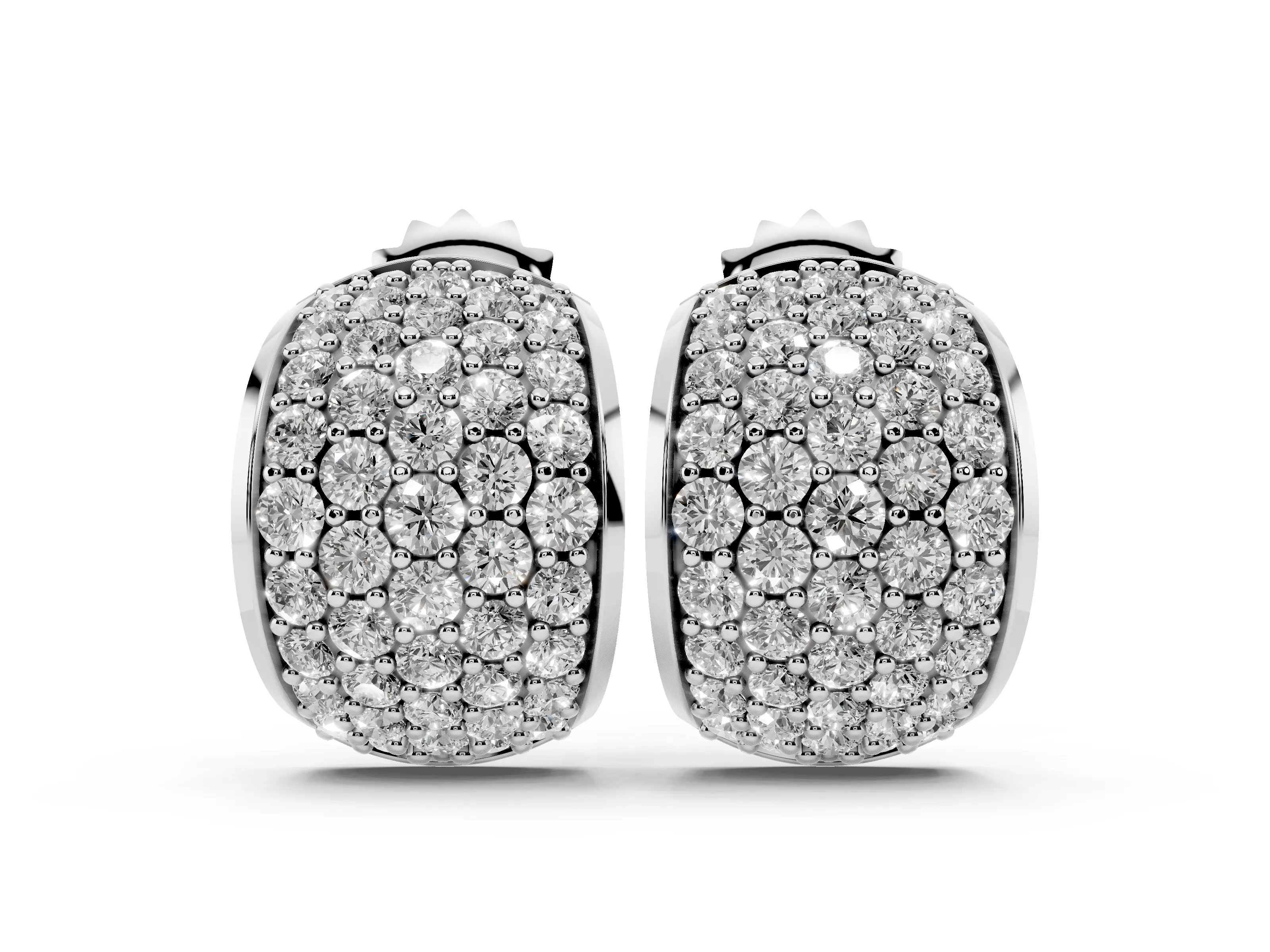 Round Lab-Grown Diamond Pavé Huggie Earrings | Domed Front | Sterling Silver