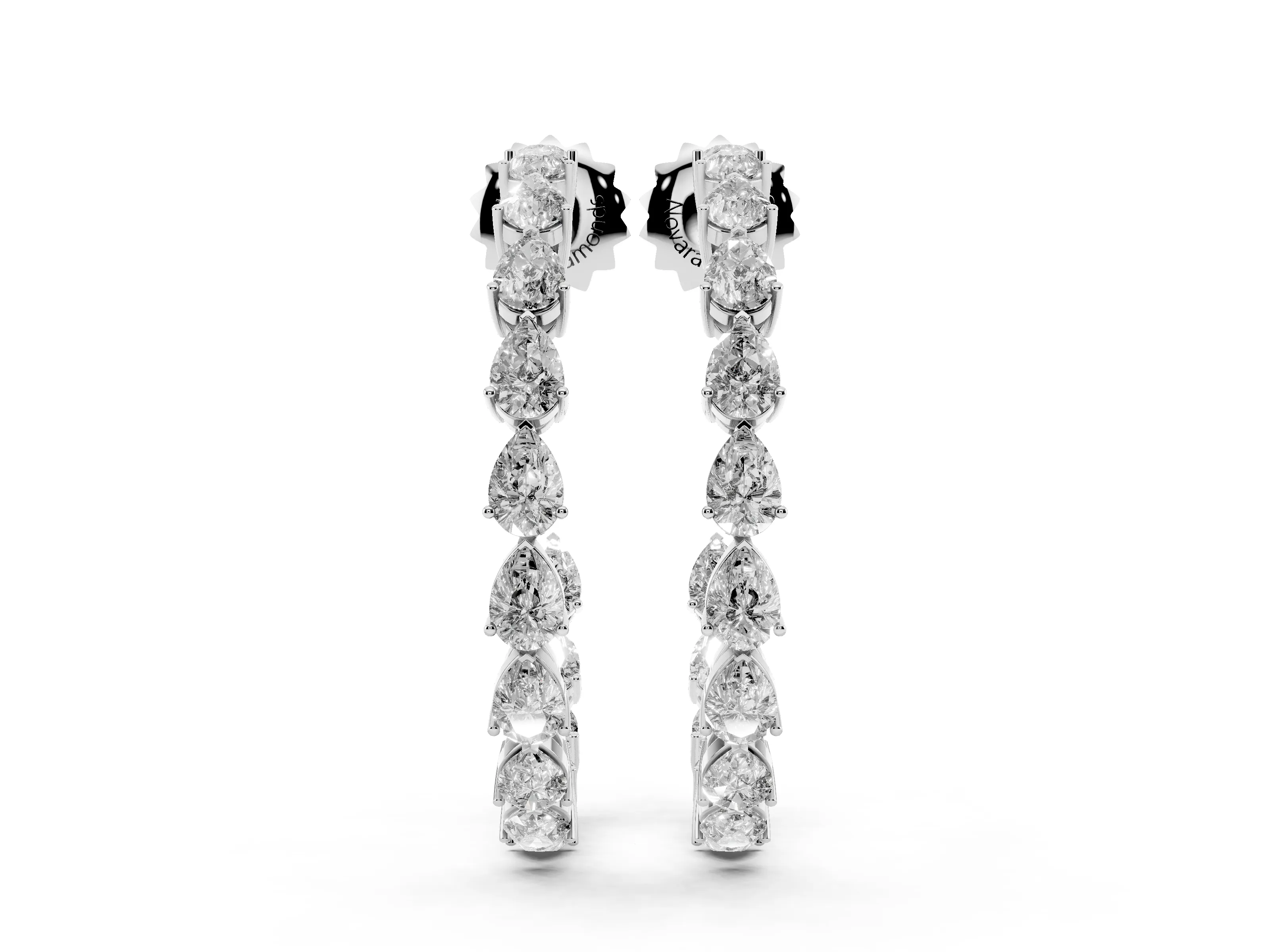 Pear-Shaped Lab-Grown Diamond Open Hoop Earrings | Prong-Set Pears | White Gold