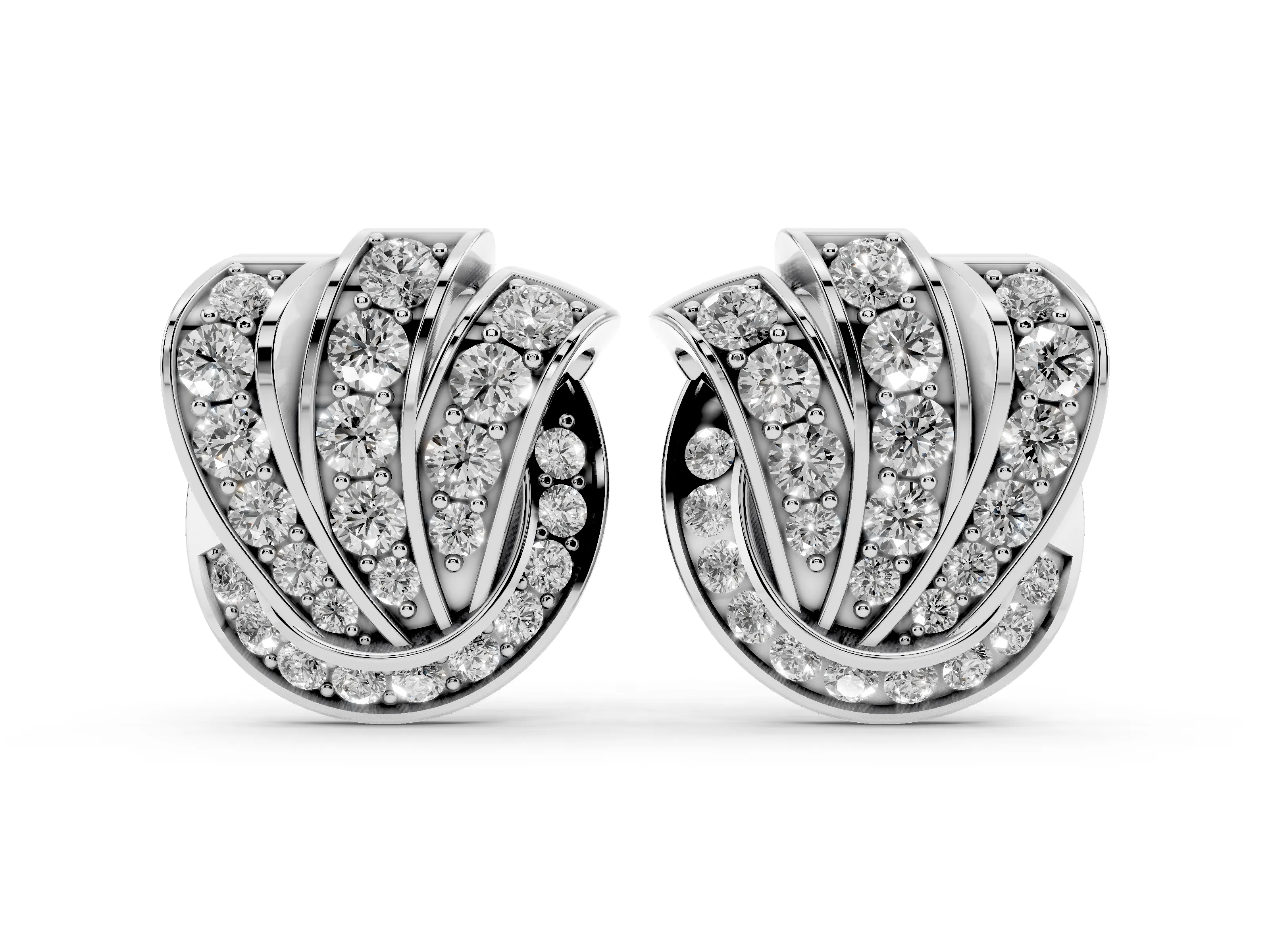 Round Lab-Grown Diamond Pavé Knot Stud Earrings | Layered Loops | Sterling Silver