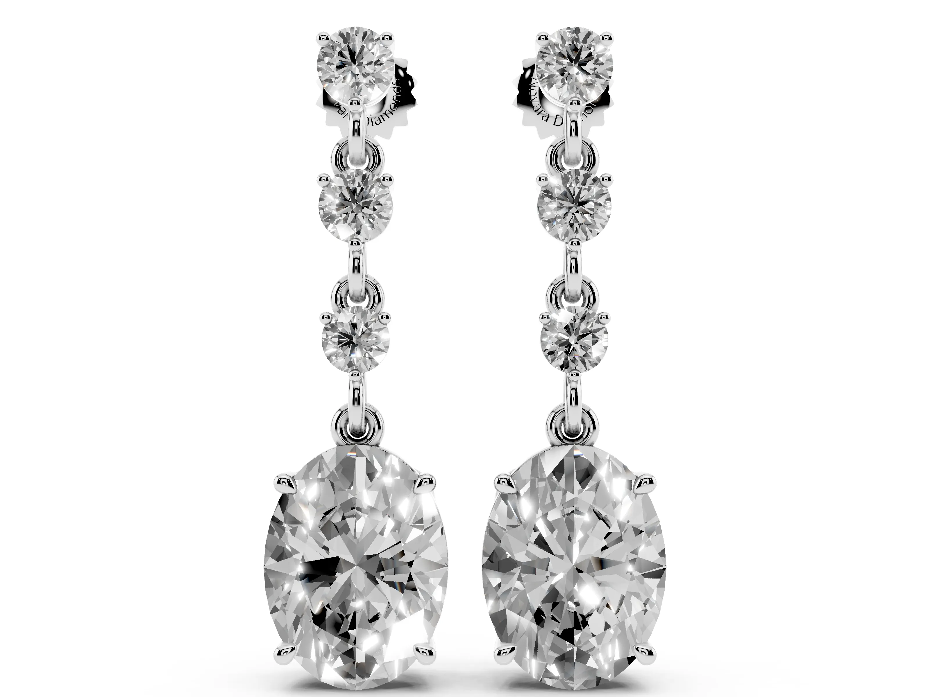 Round and Oval Lab-Grown Diamond Drop Earrings | Articulated Line | Sterling Silver