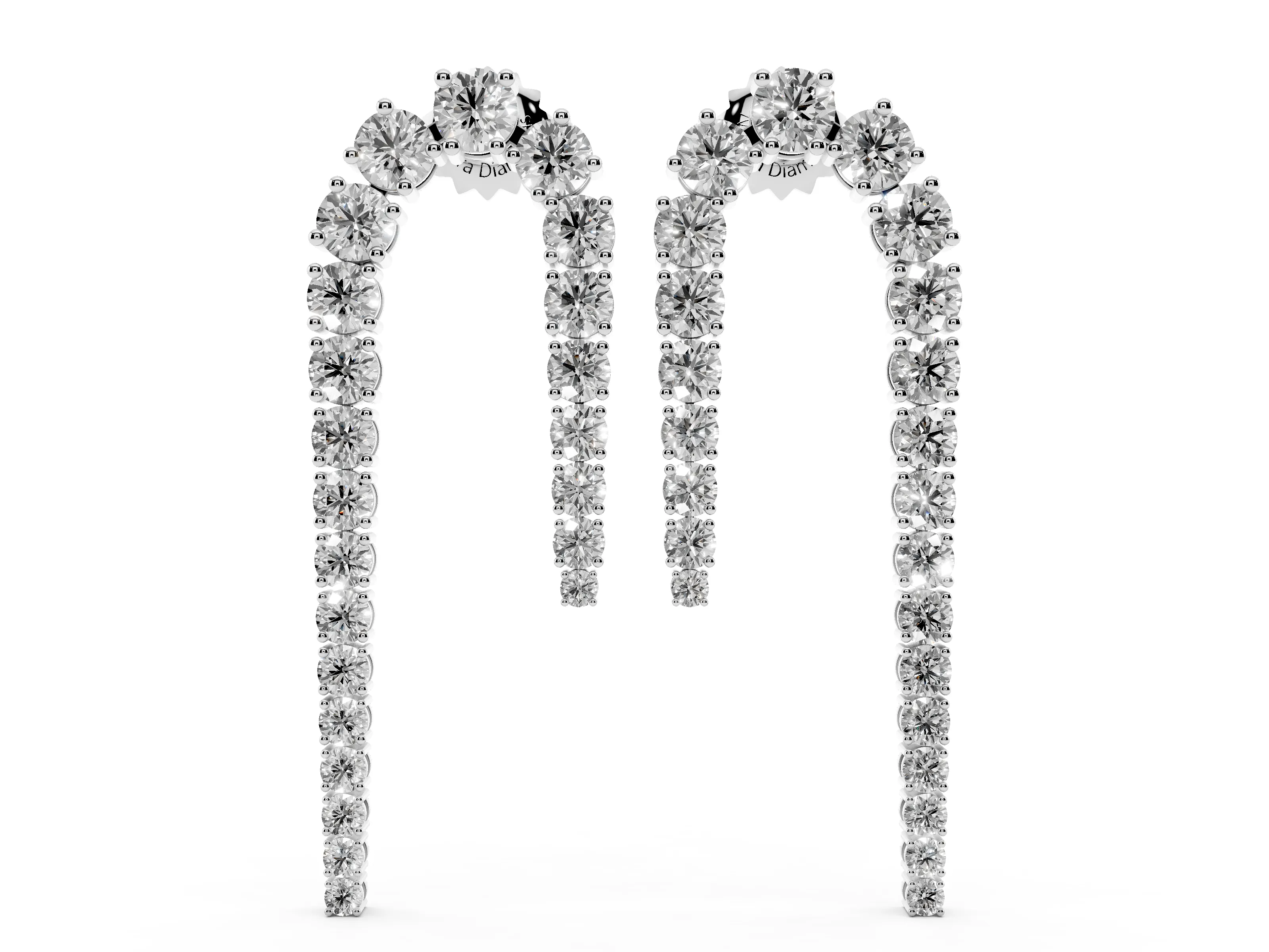 Round Lab-Grown Diamond Graduated Arch Drop Earrings | Uneven Legs | Platinum