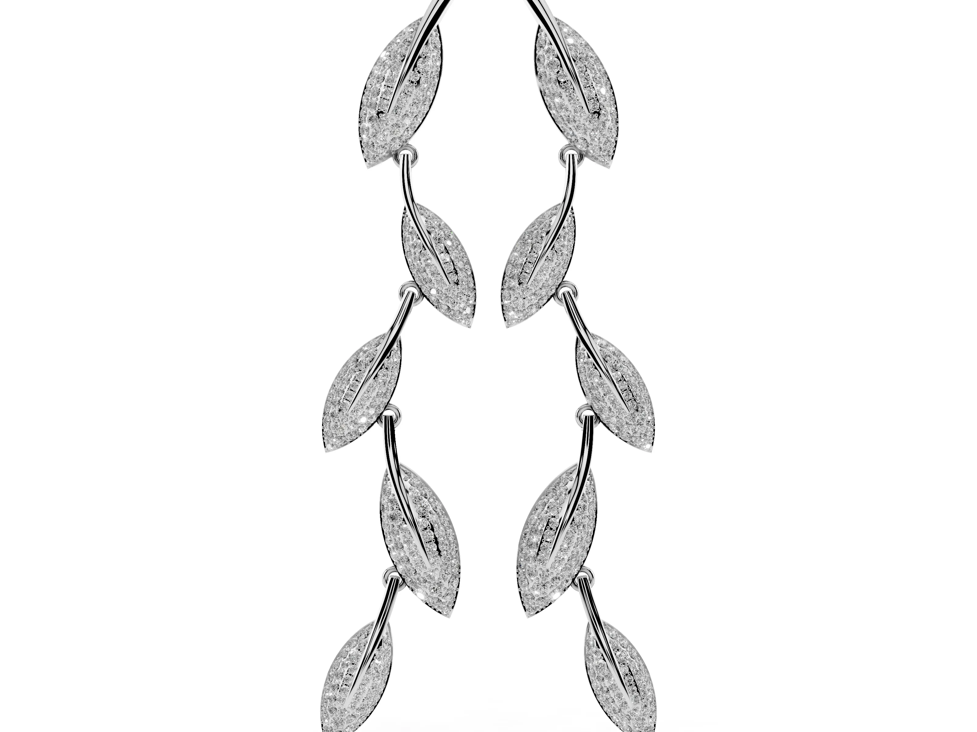 Round Lab-Grown Diamond Pavé Olive Branch Drop Earrings | Five Leaves | Sterling Silver