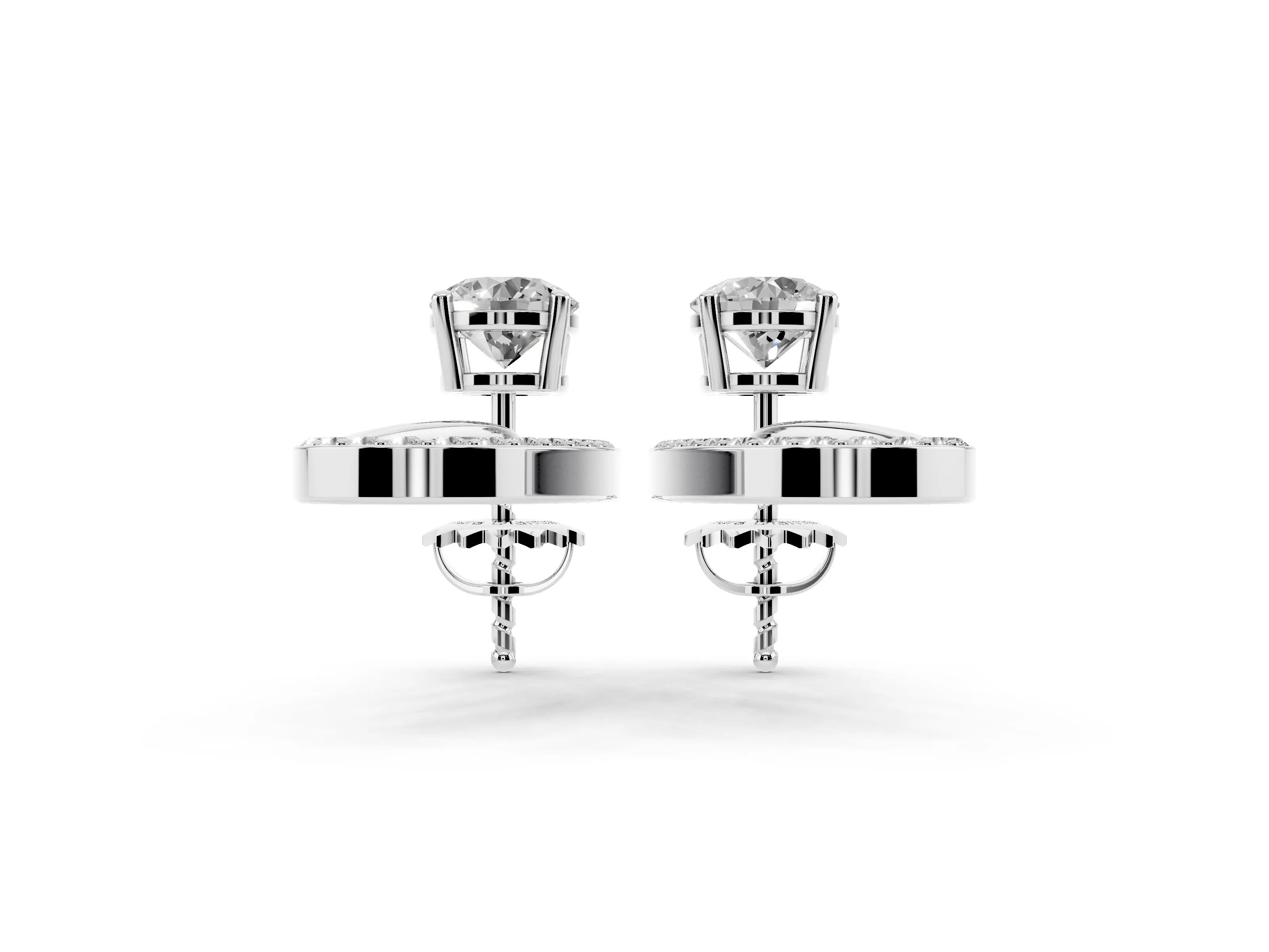 Round Lab-Grown Diamond Teardrop Jacket Stud Earrings | Pavé Loop | White Gold