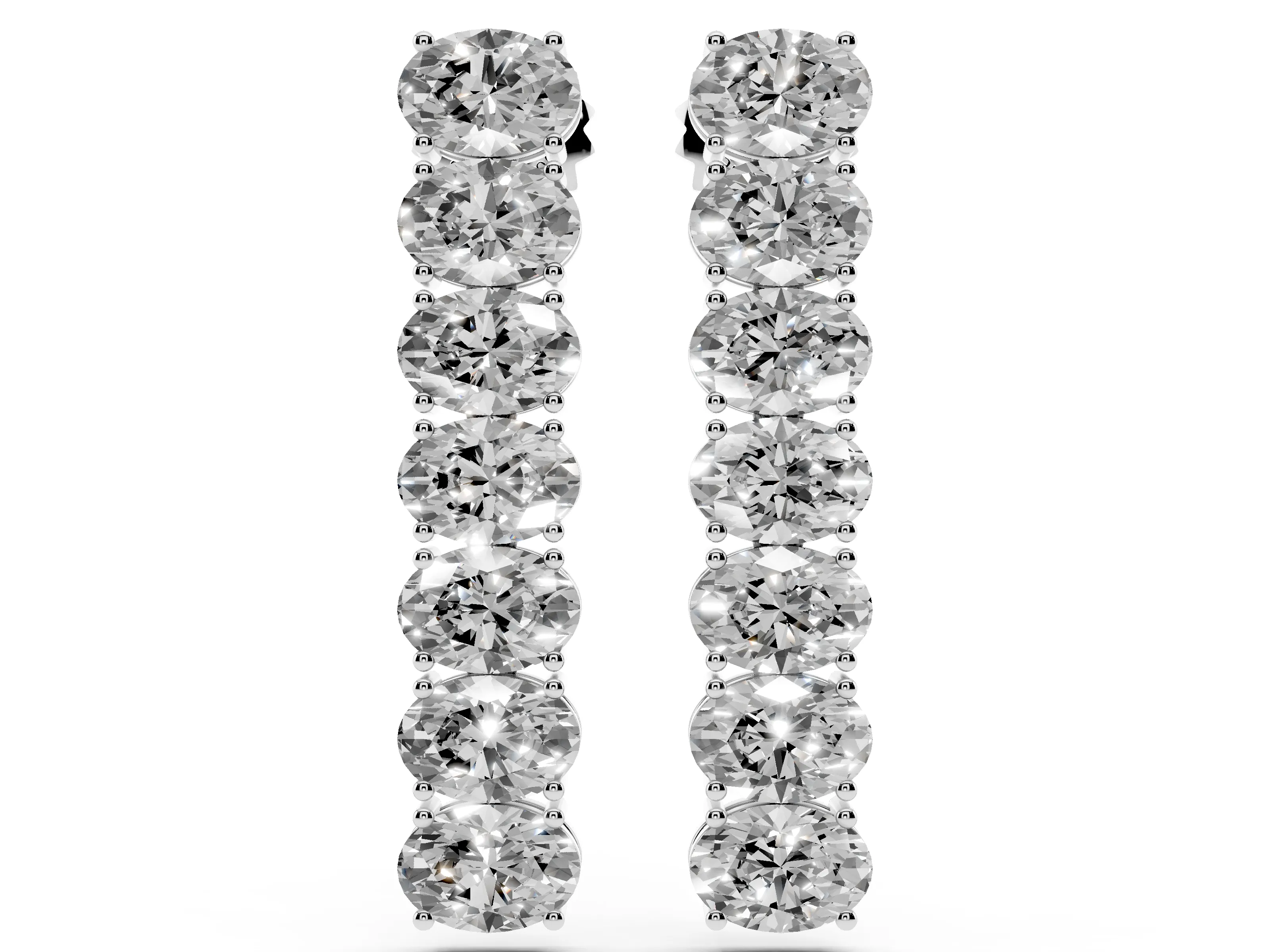 Oval Lab-Grown Diamond Seven Stone Bar Drop Earrings | East-West Ovals | Sterling Silver