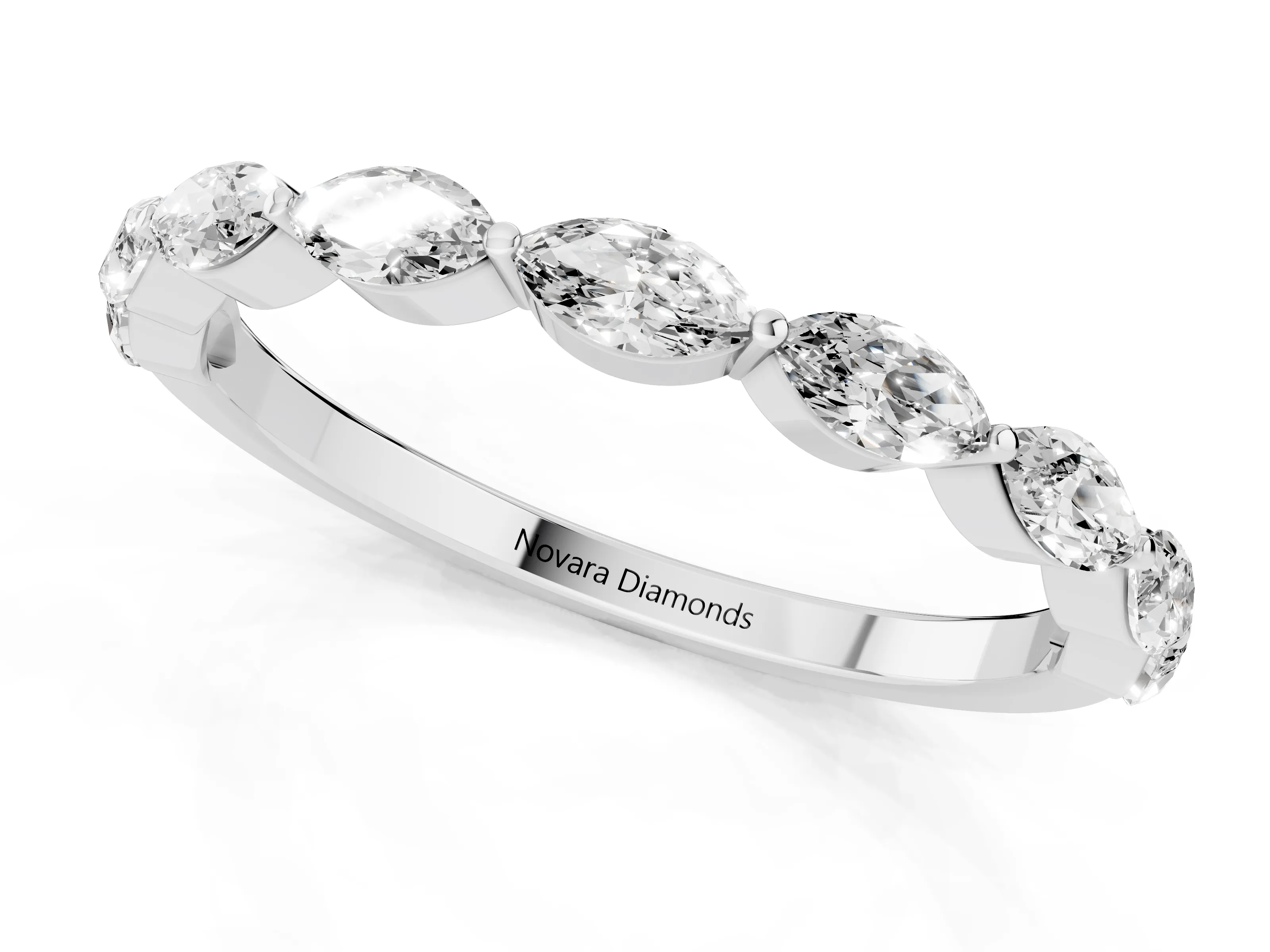 Marquise Diamond Half Eternity Band Set in Platinum with Prong Setting – second view