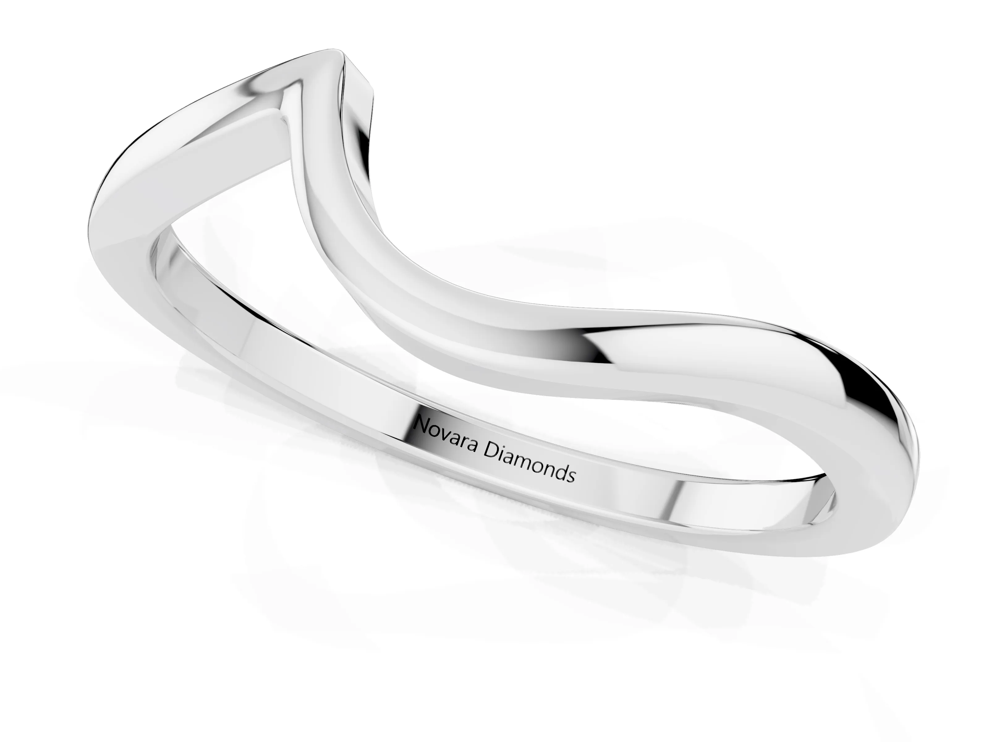 Round Diamond Curved Solitaire Band Set in Platinum with Prong Setting – second view