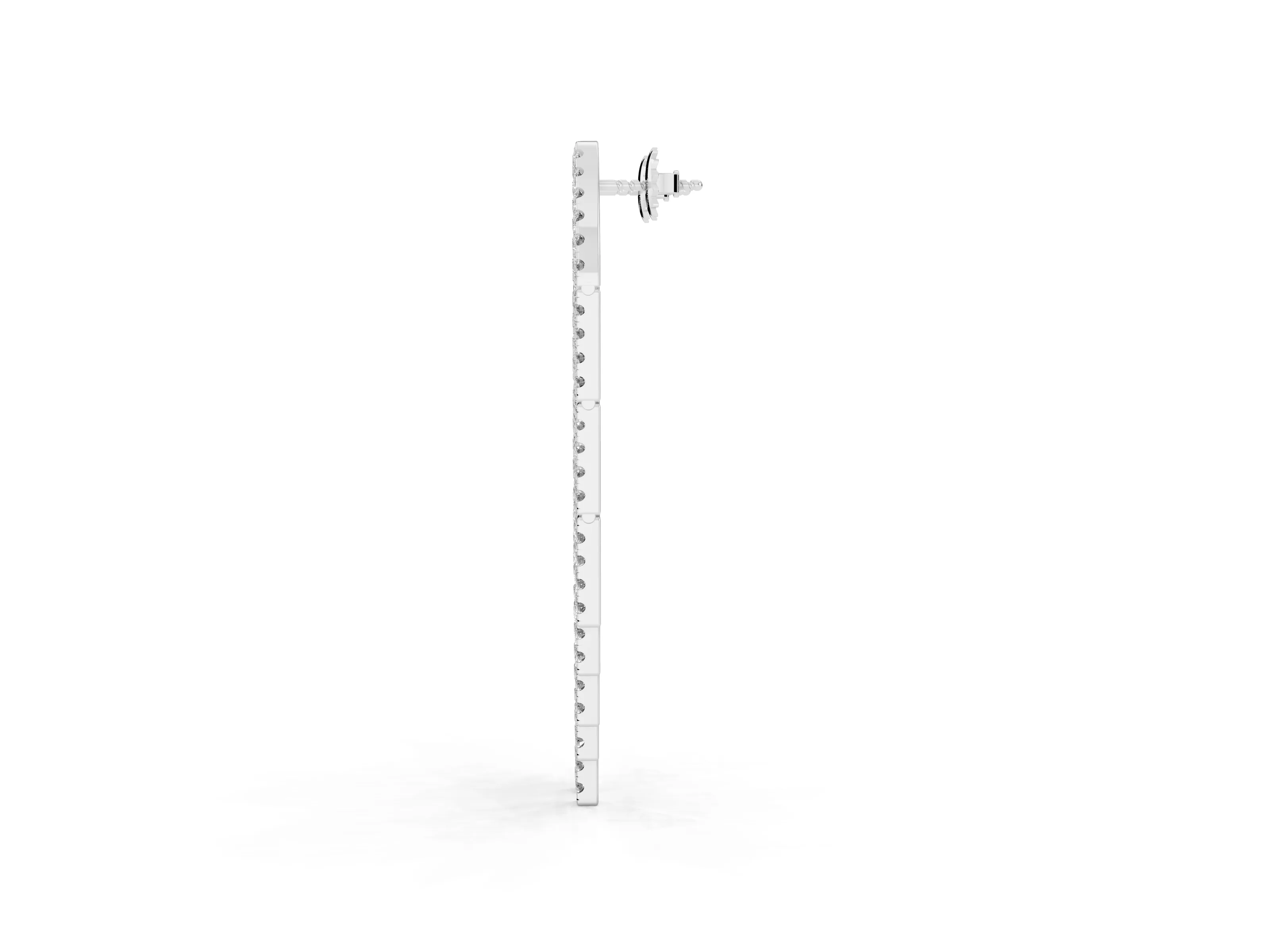 Round Lab-Grown Diamond Pavé Waterfall Drop Earrings | Five Open Rows | Platinum