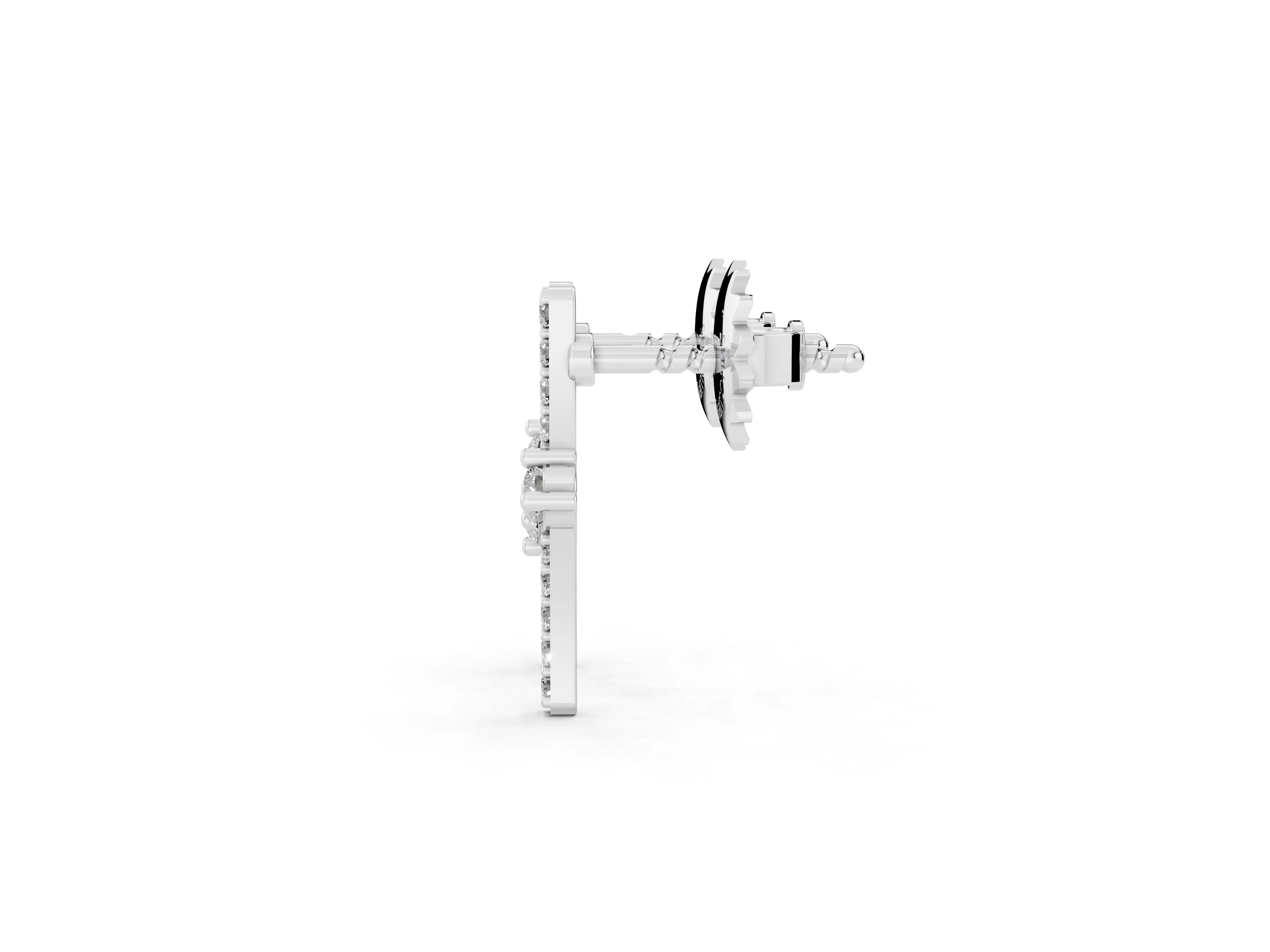 Round Lab-Grown Diamond Two Stone Bypass Stud Earrings | Curved Pavé Bar | White Gold