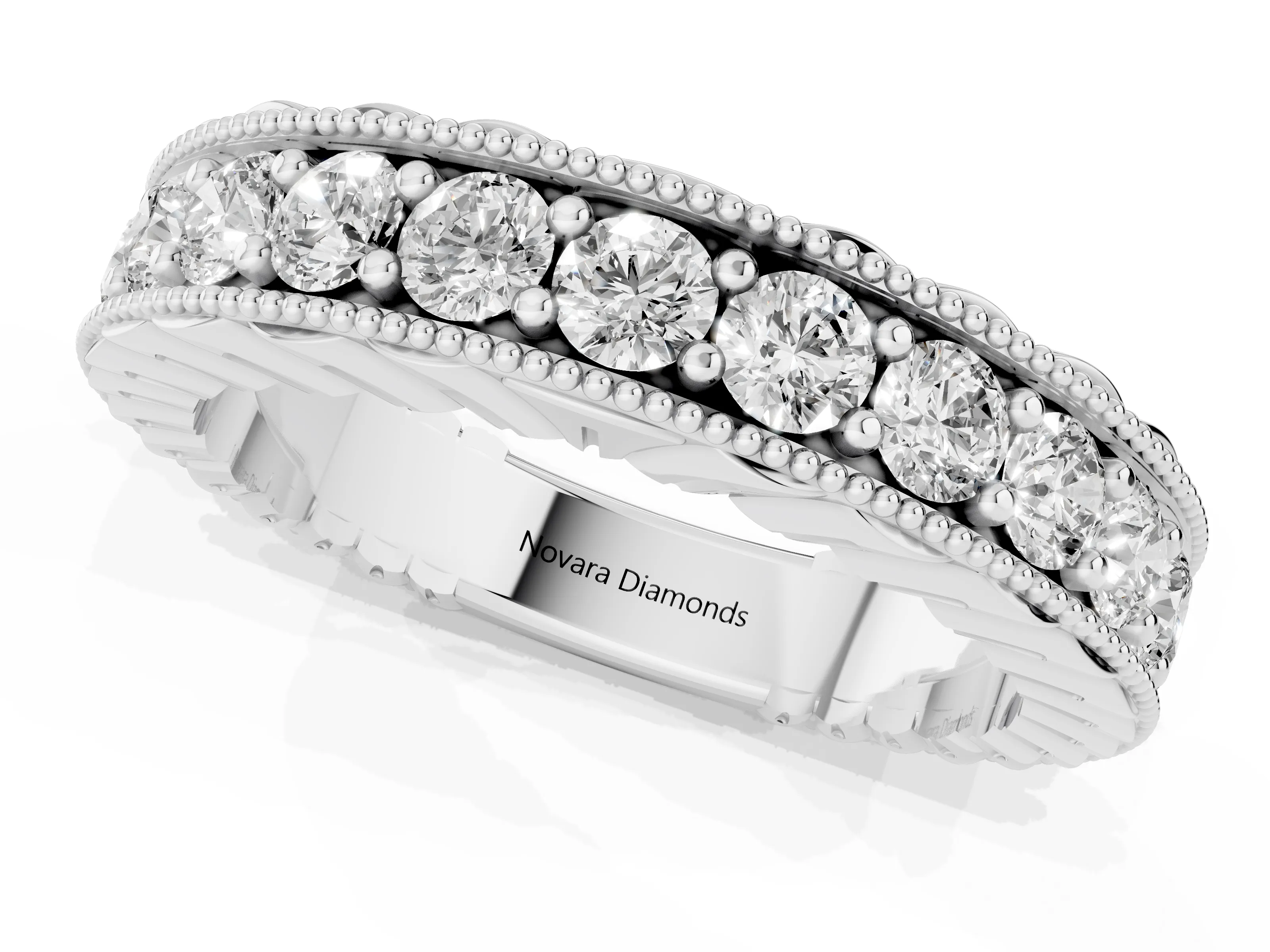 Round Diamond Full Circle Eternity Band Set in Platinum with Channel Setting – second view