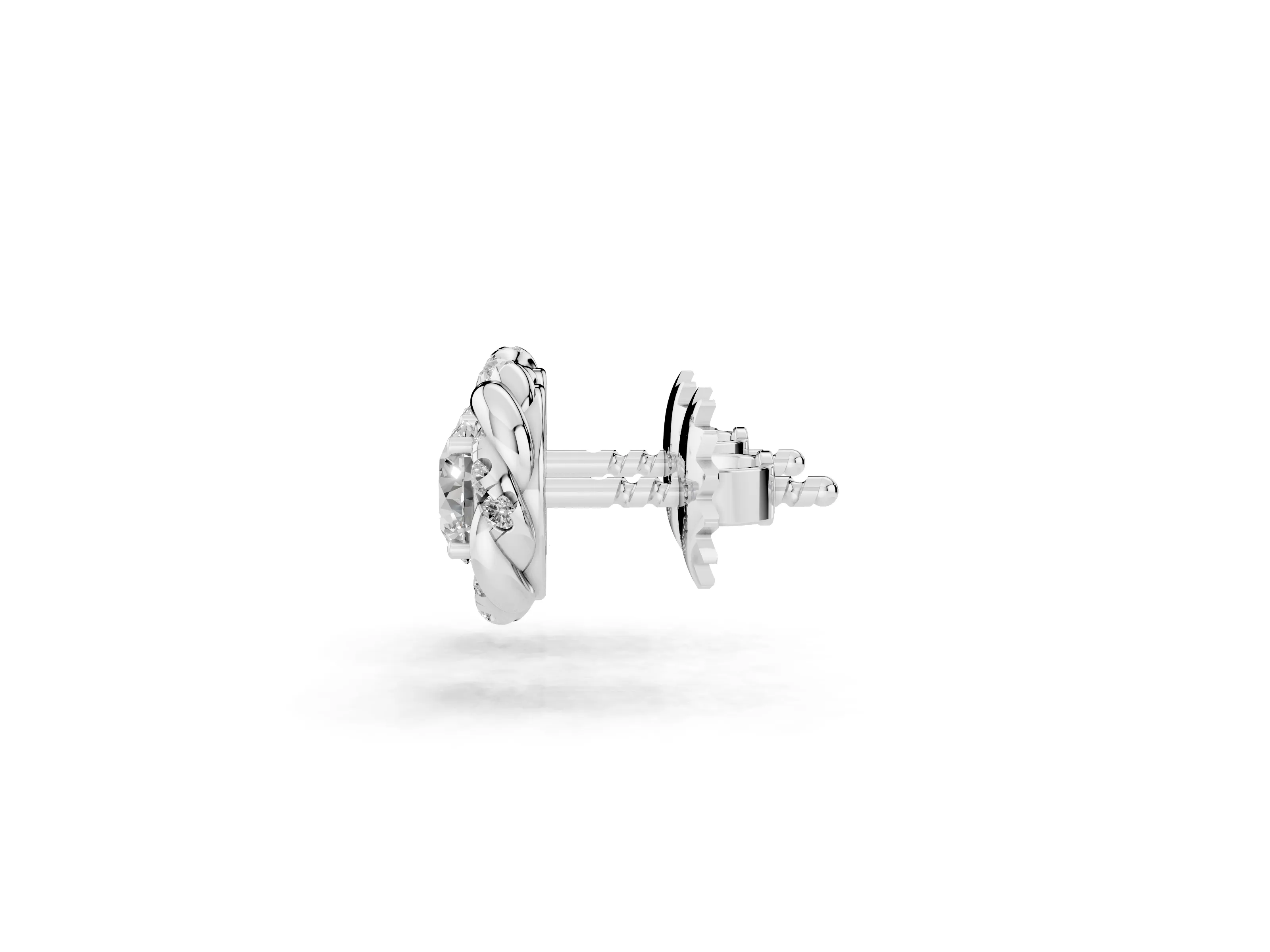 Round Lab-Grown Diamond Oceana Swirl Stud Earrings | Twisted Rope Frame | Platinum