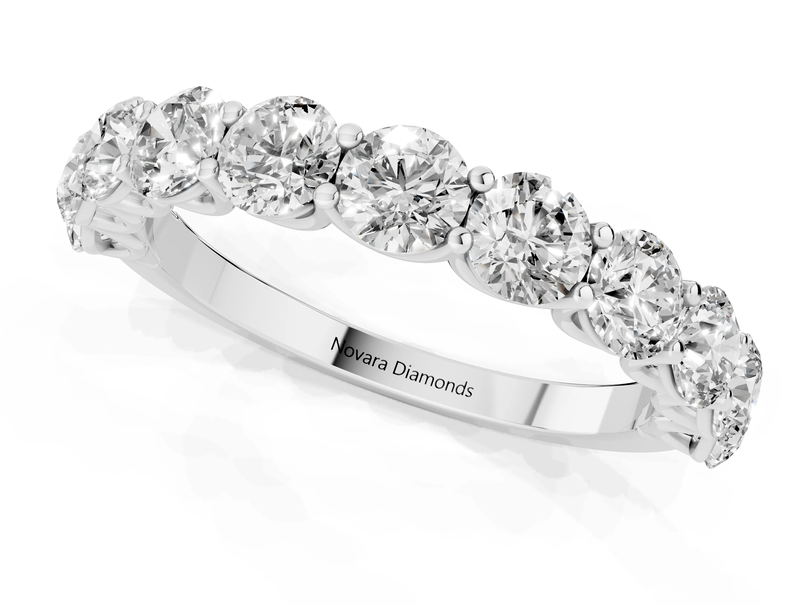 Round Diamond Shared Prong Eternity Band Set in Platinum – second view