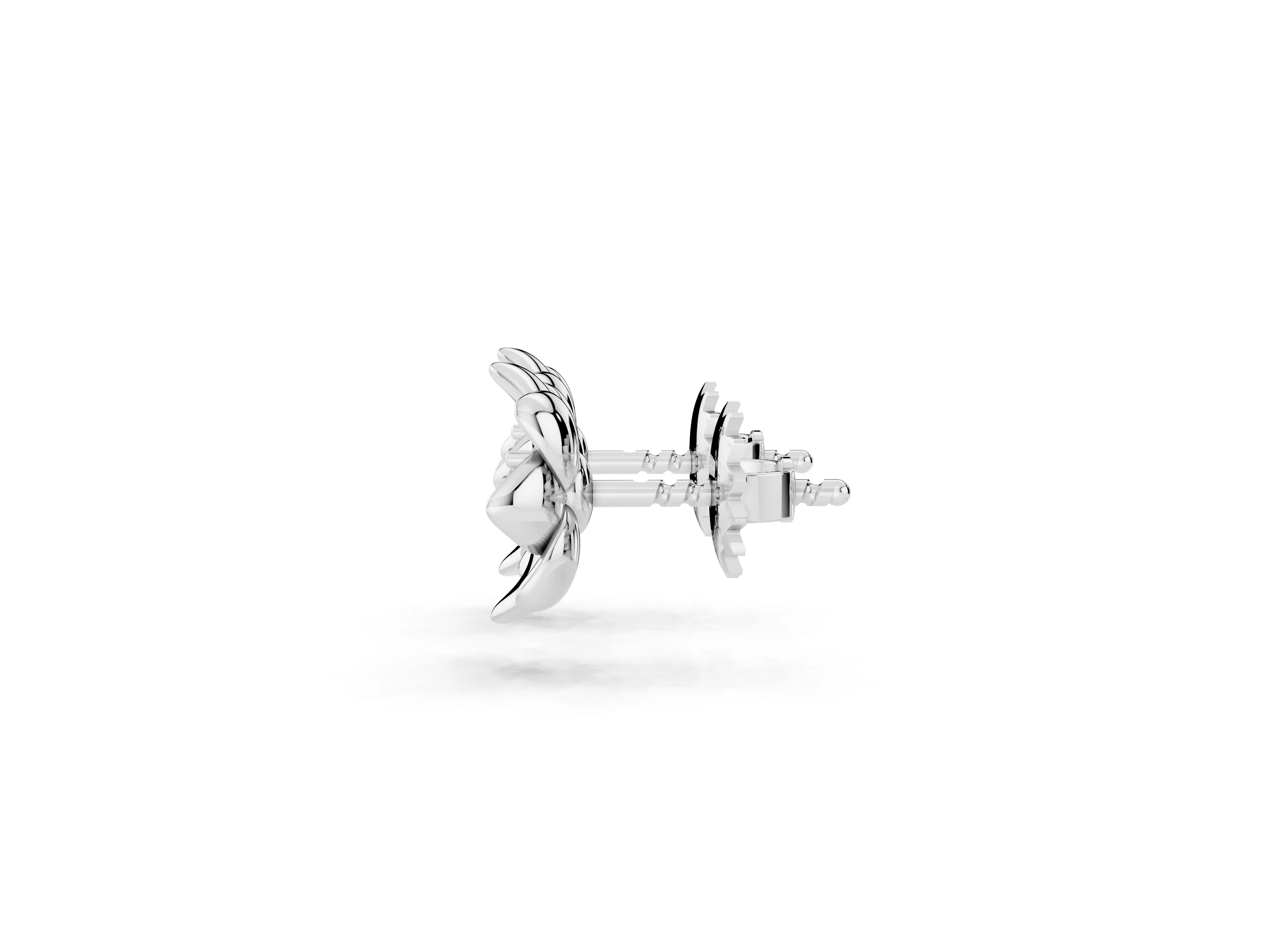 Round Lab-Grown Diamond Magnolia Flower Stud Earrings | Polished Petals | Sterling Silver