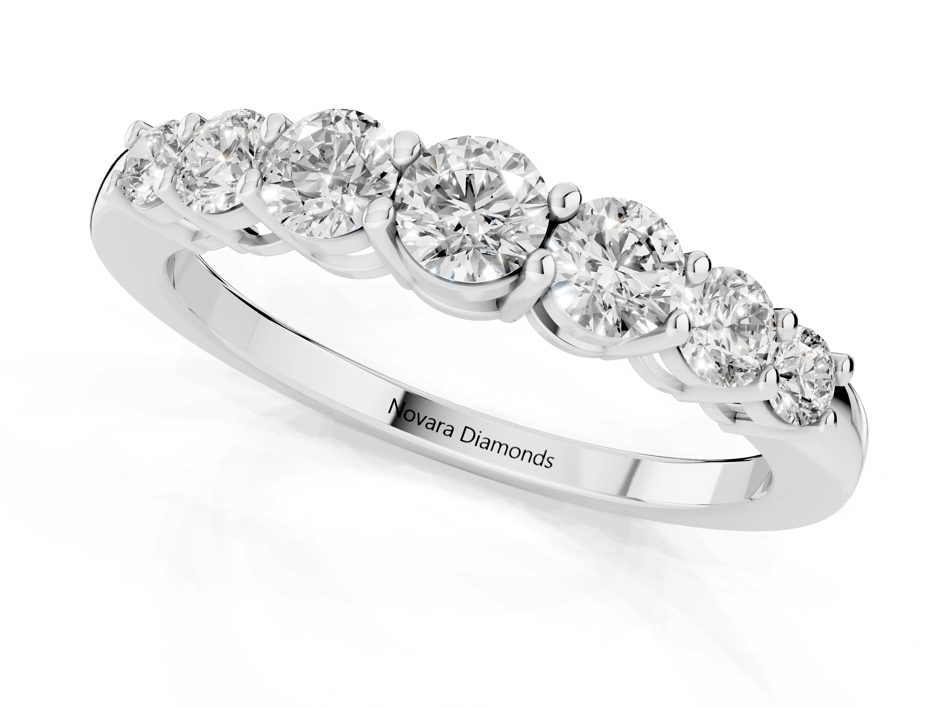 Round Diamond Half Eternity Stacking Band Set in Platinum with Prong Setting – second view
