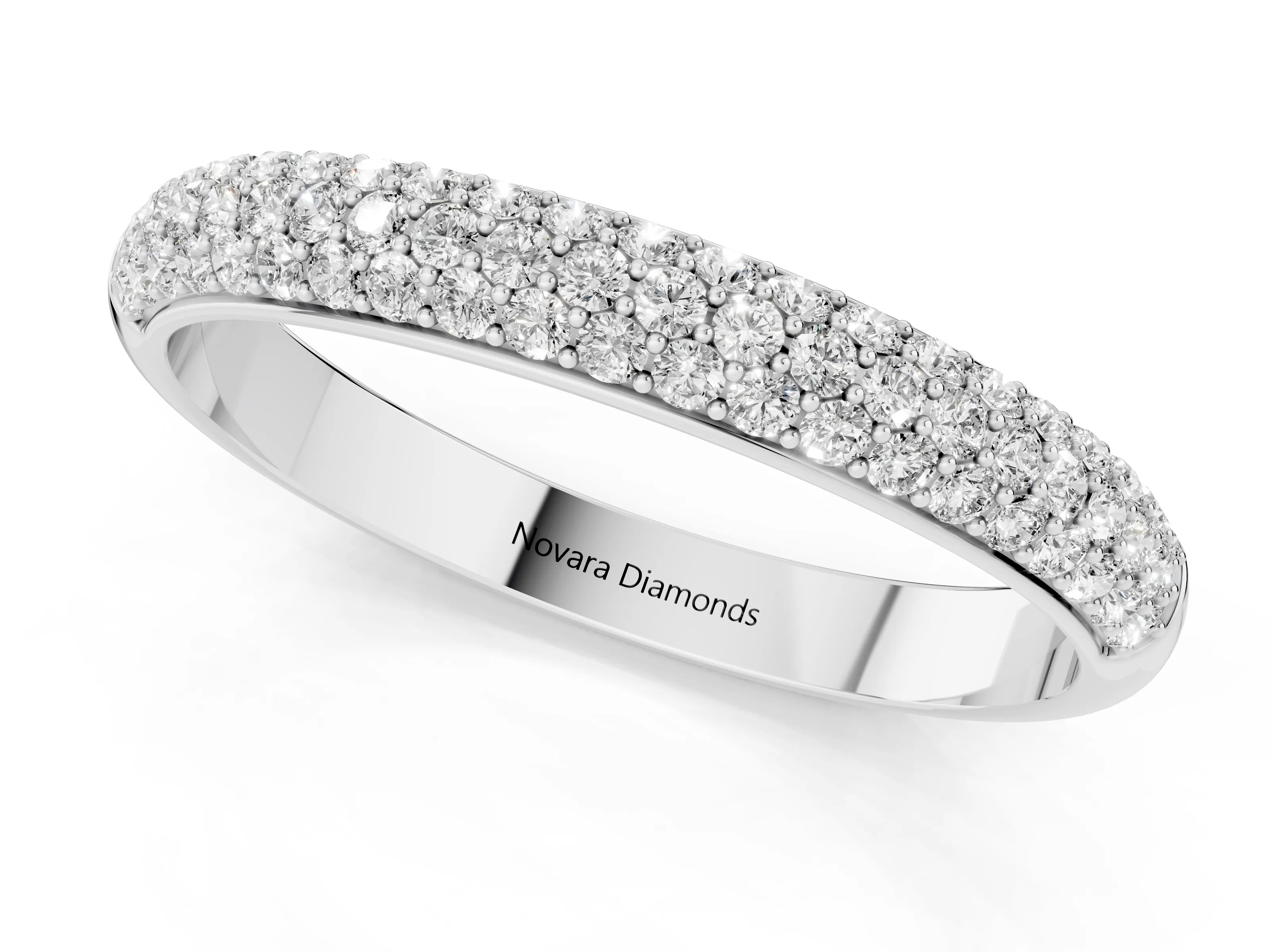 Round Diamond Pavé Eternity Band Set in Platinum with All-Around Stones – second view