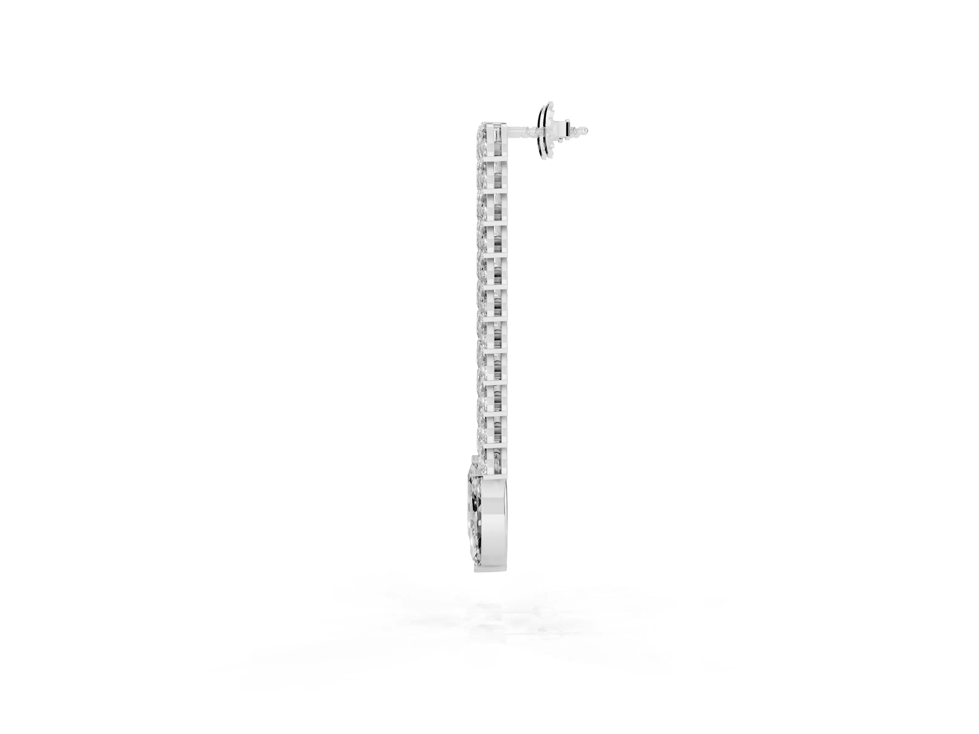 Marquise Lab-Grown Diamond Double Row Dangle Earrings | Laurel Leaf Design | Platinum
