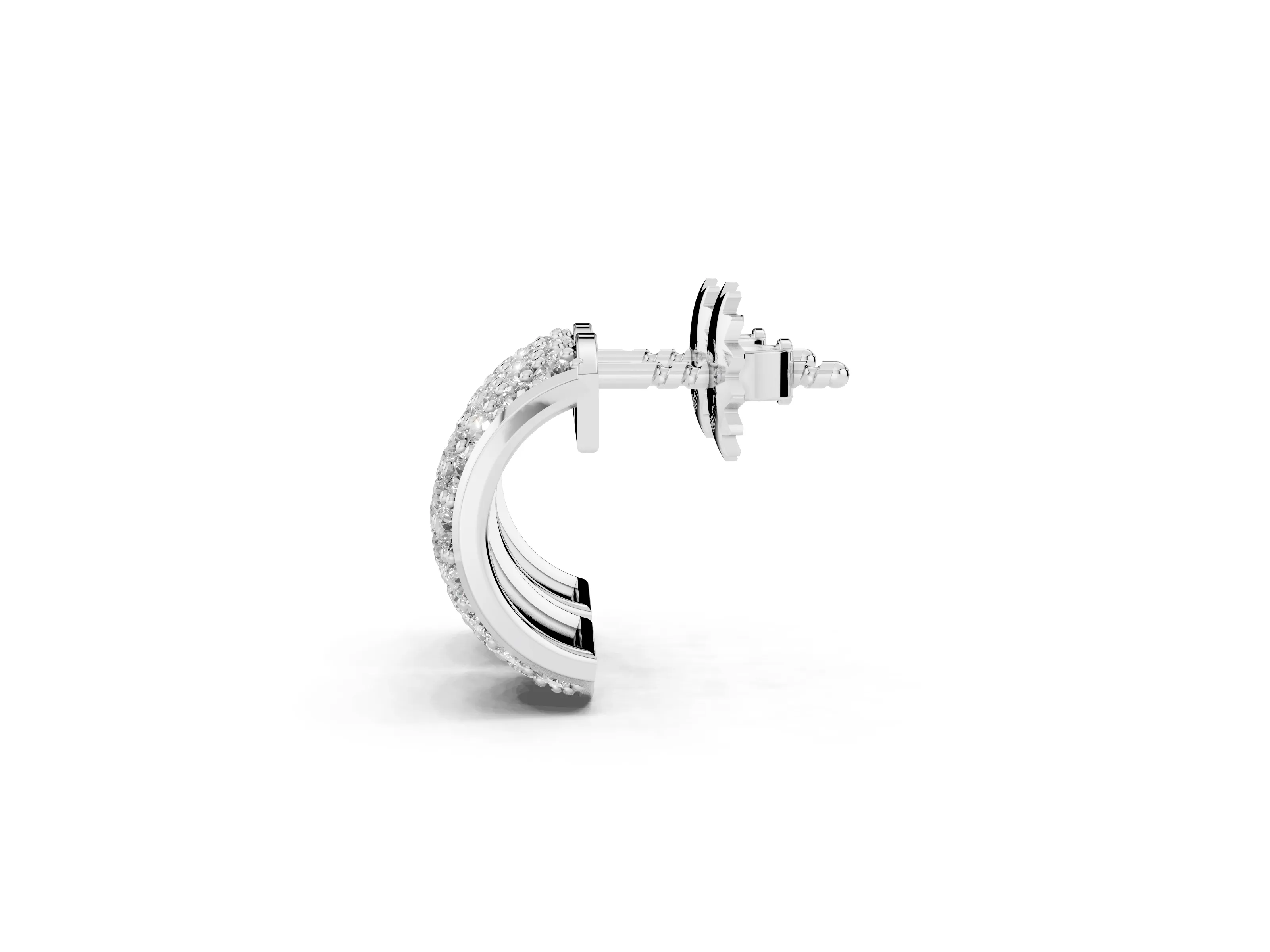 Round Lab-Grown Diamond Pavé Huggie Earrings | Domed Front | Sterling Silver