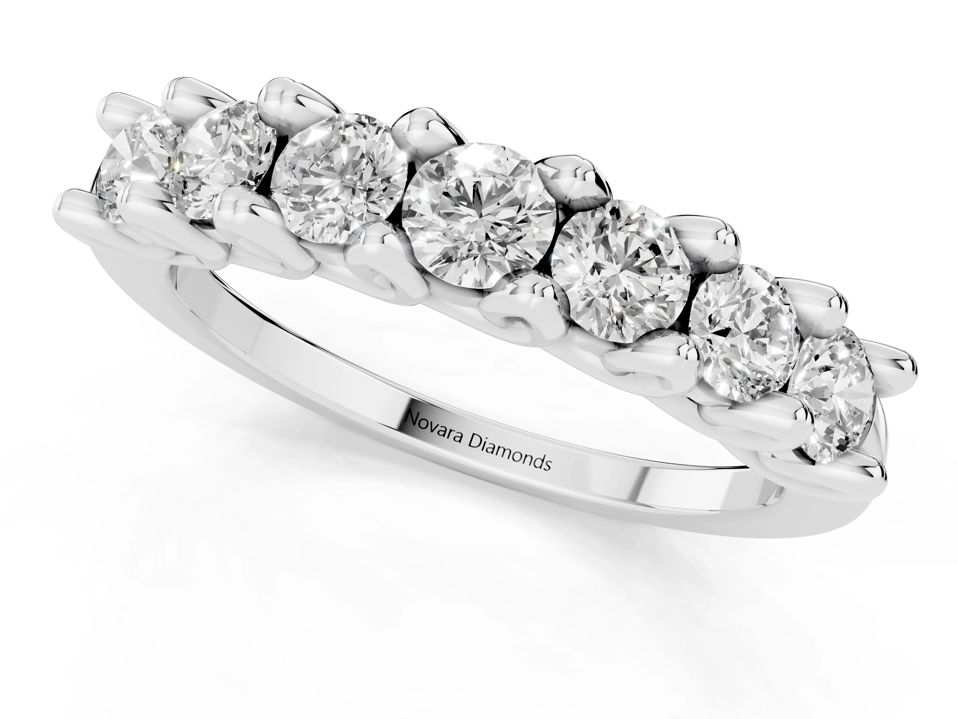 Round Diamond Half Eternity Band Set in Platinum with Secure Prong Setting – second view