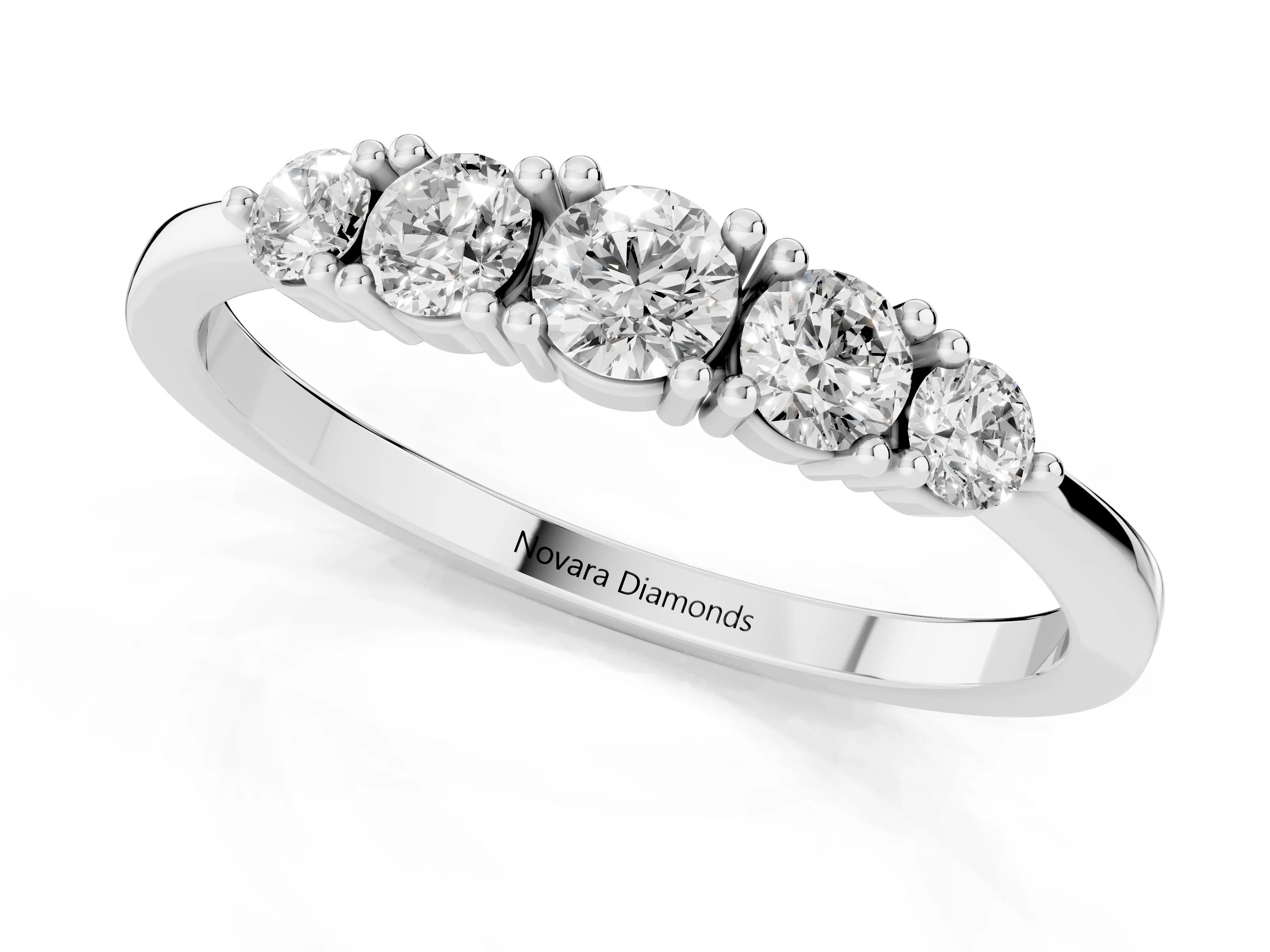 Round Diamond Half Eternity Band Set in Platinum with Prong Setting – second view