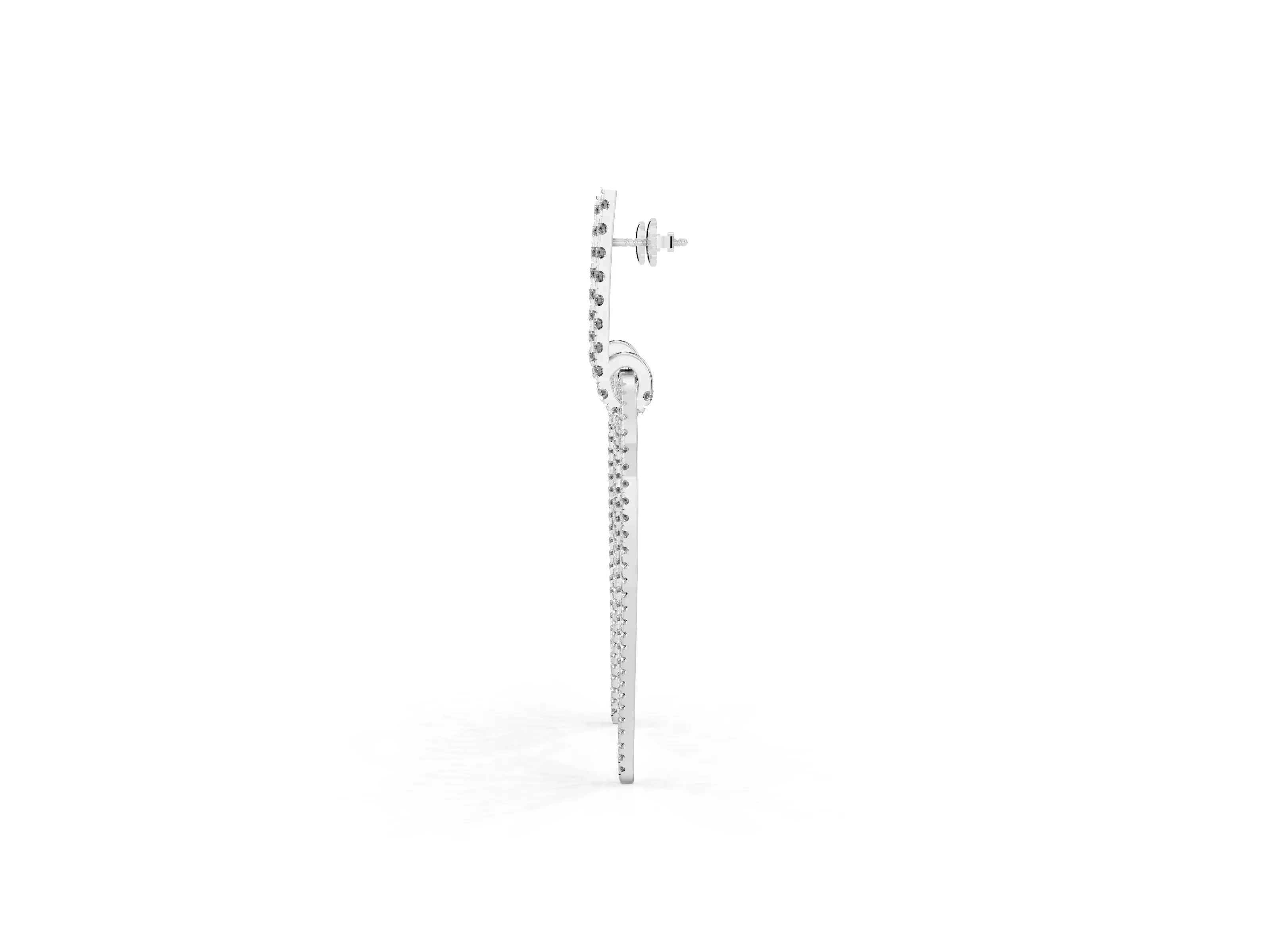 Round Lab-Grown Diamond Striped Teardrop Pavé Drop Earrings | Stone-Set Bar Top | Platinum