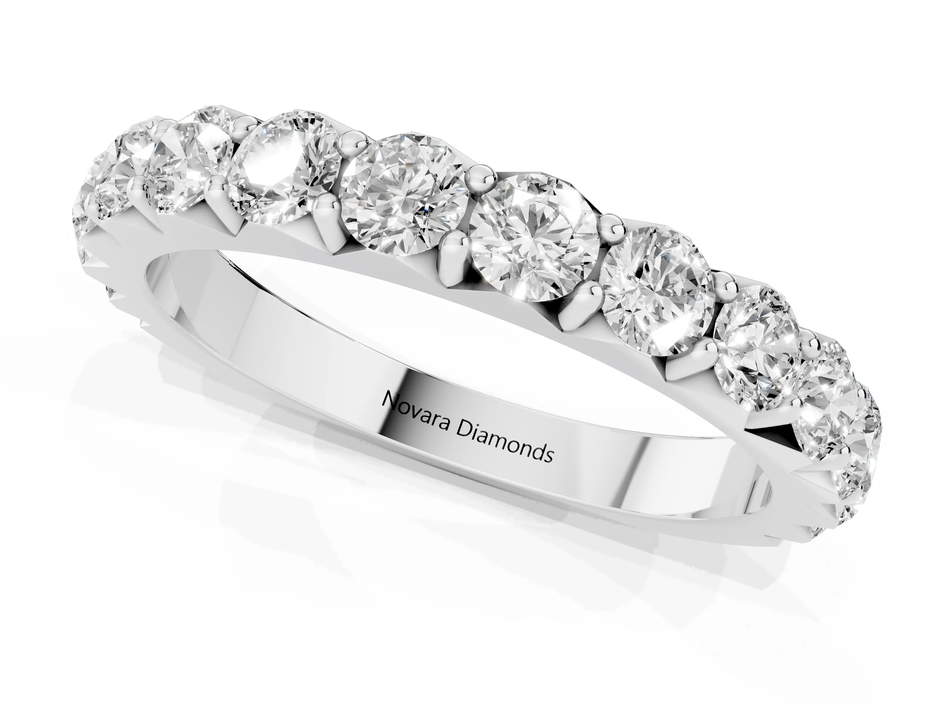 Round Diamond Half Eternity Band Set in Platinum with Classic Prong Setting – second view