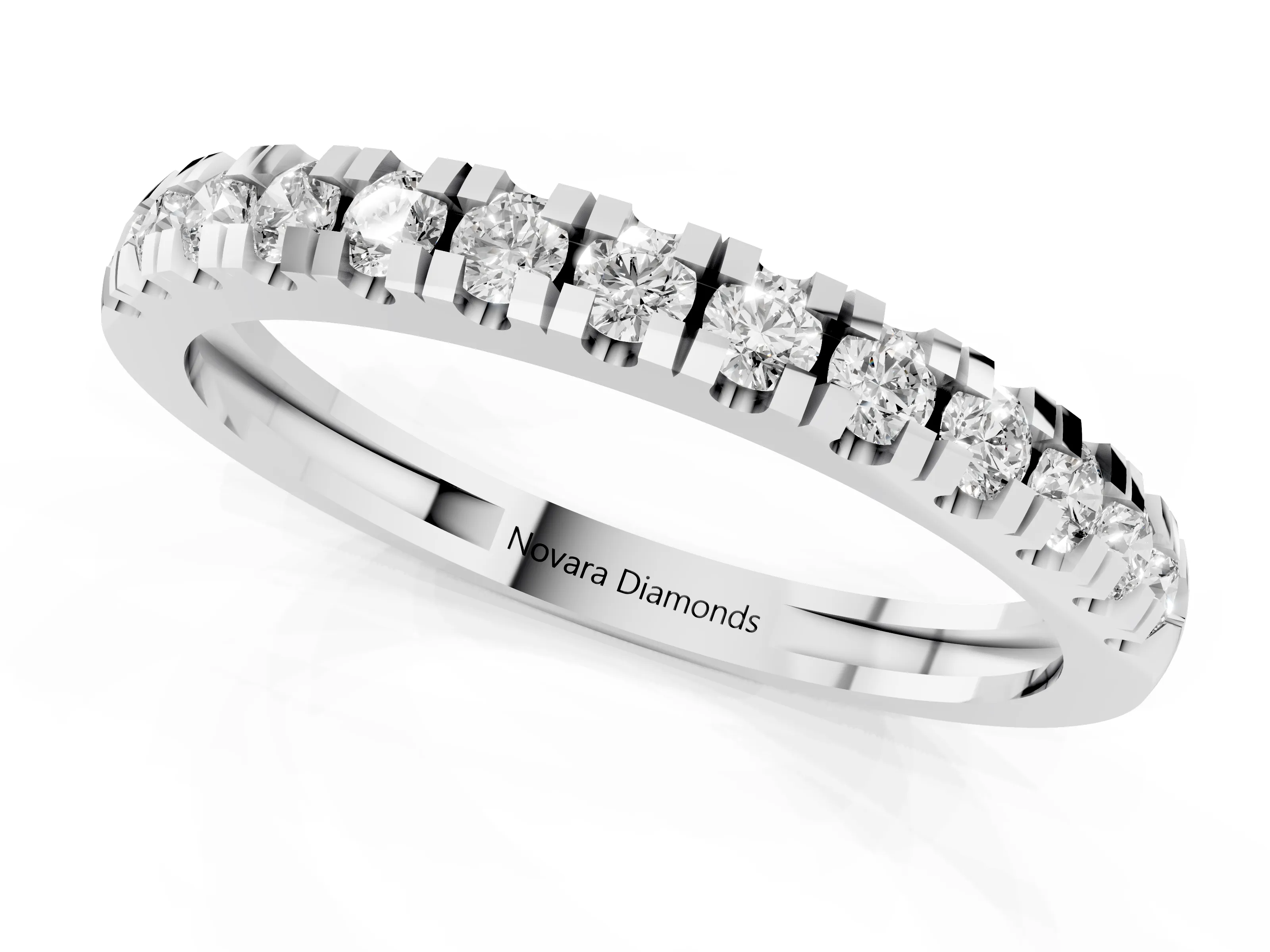 Round Cut Diamond Pavé Thin Band Set in Platinum – second view
