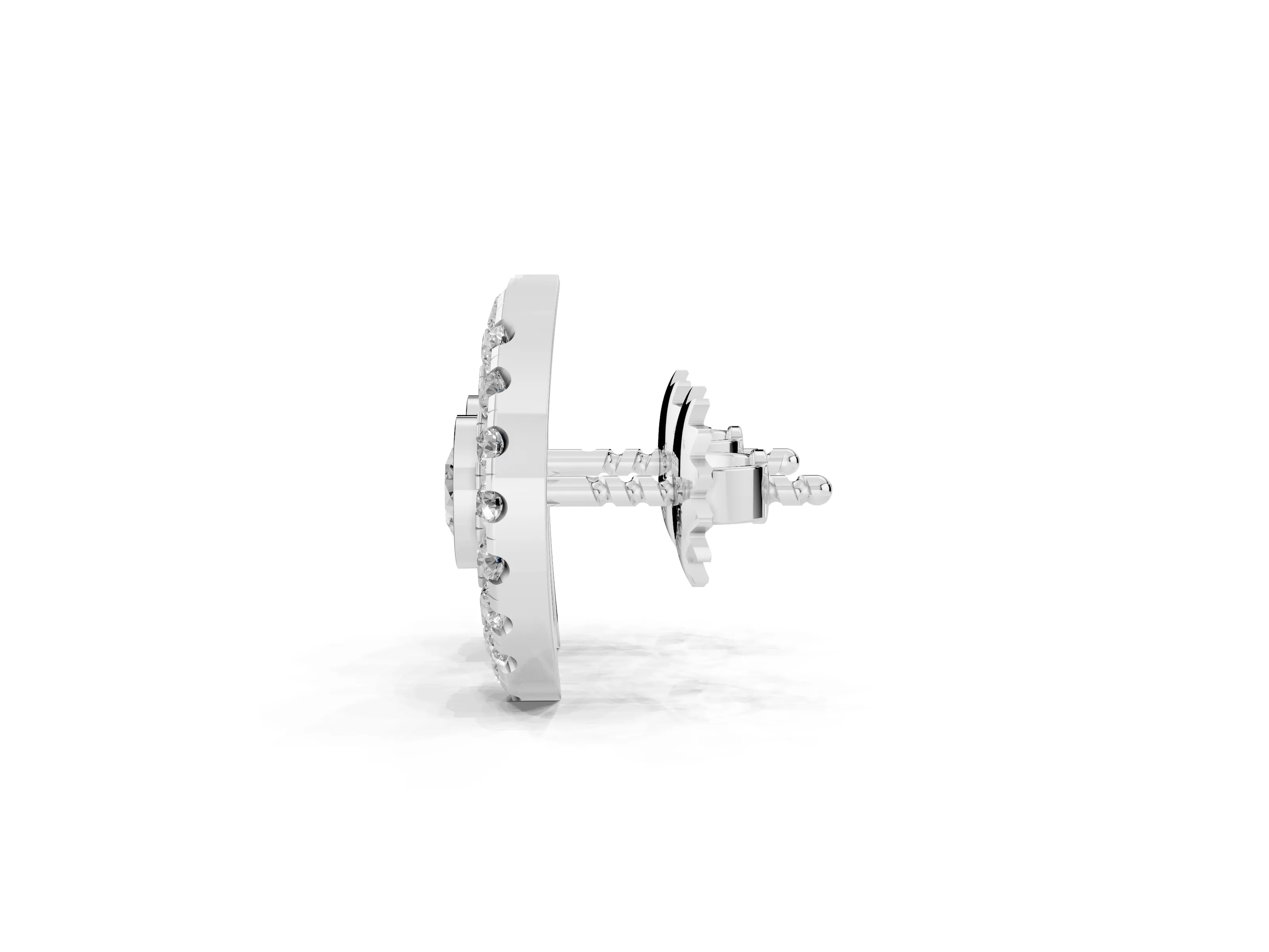 Round Lab-Grown Diamond Evil Eye Stud Earrings | Bezel Pupil | White Gold