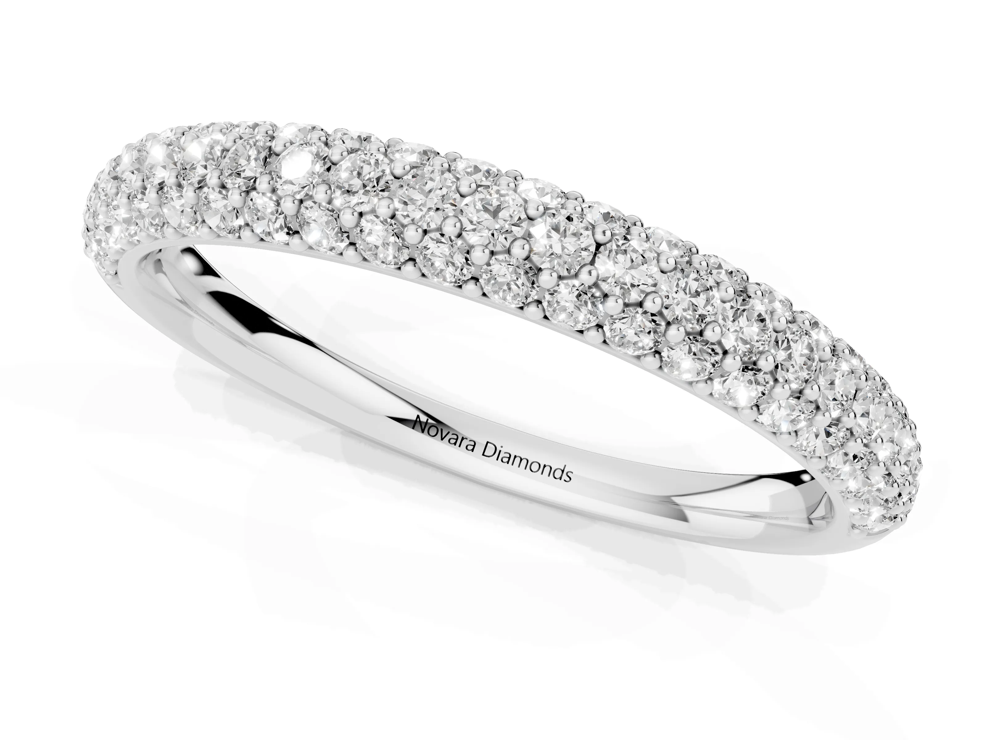Round Diamond Pavé Eternity Band Set in Platinum with Full Circle Row – second view