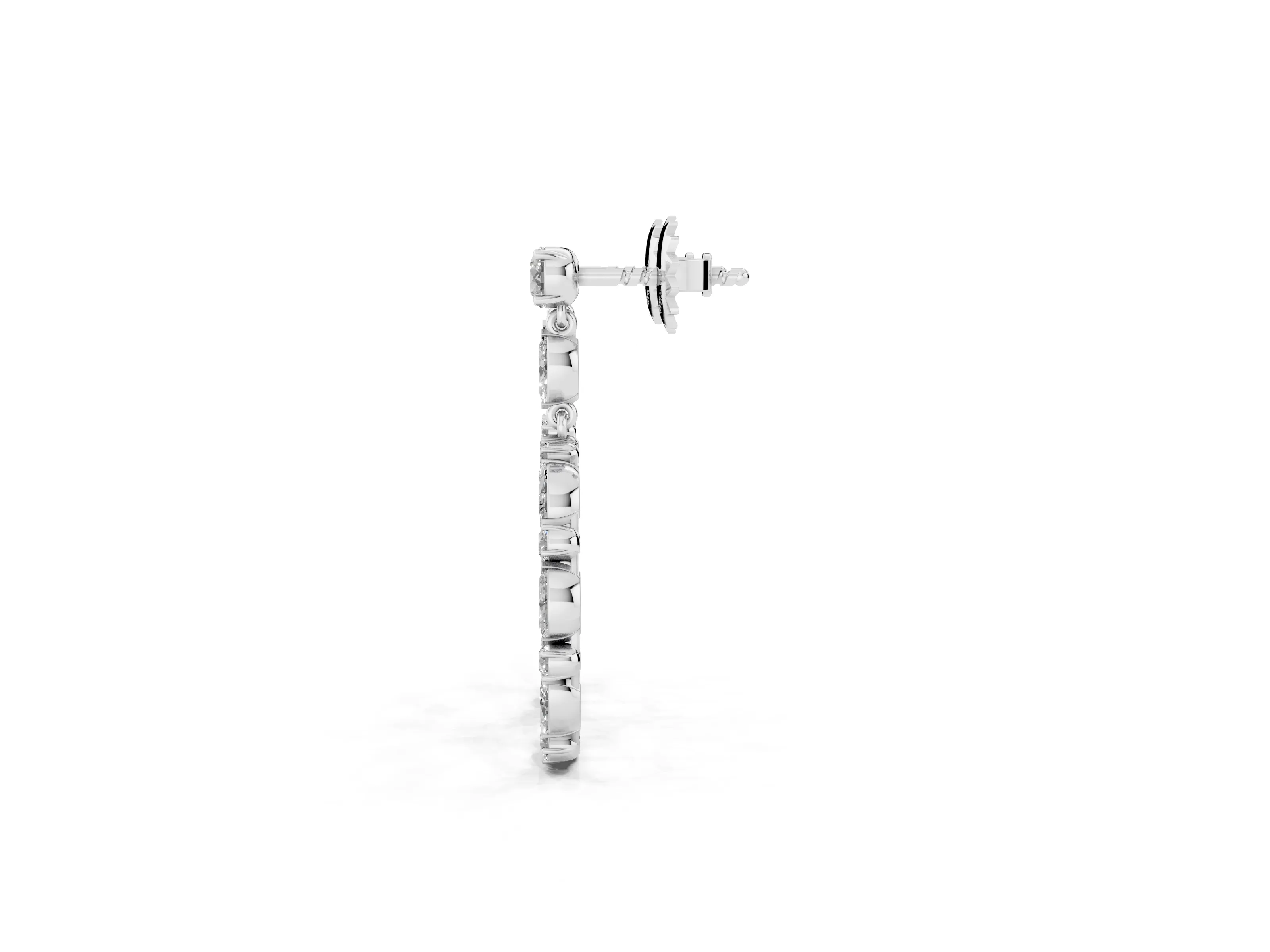 Round and Marquise Lab-Grown Diamond Open Oval Drop Earrings | Marquise Link | White Gold