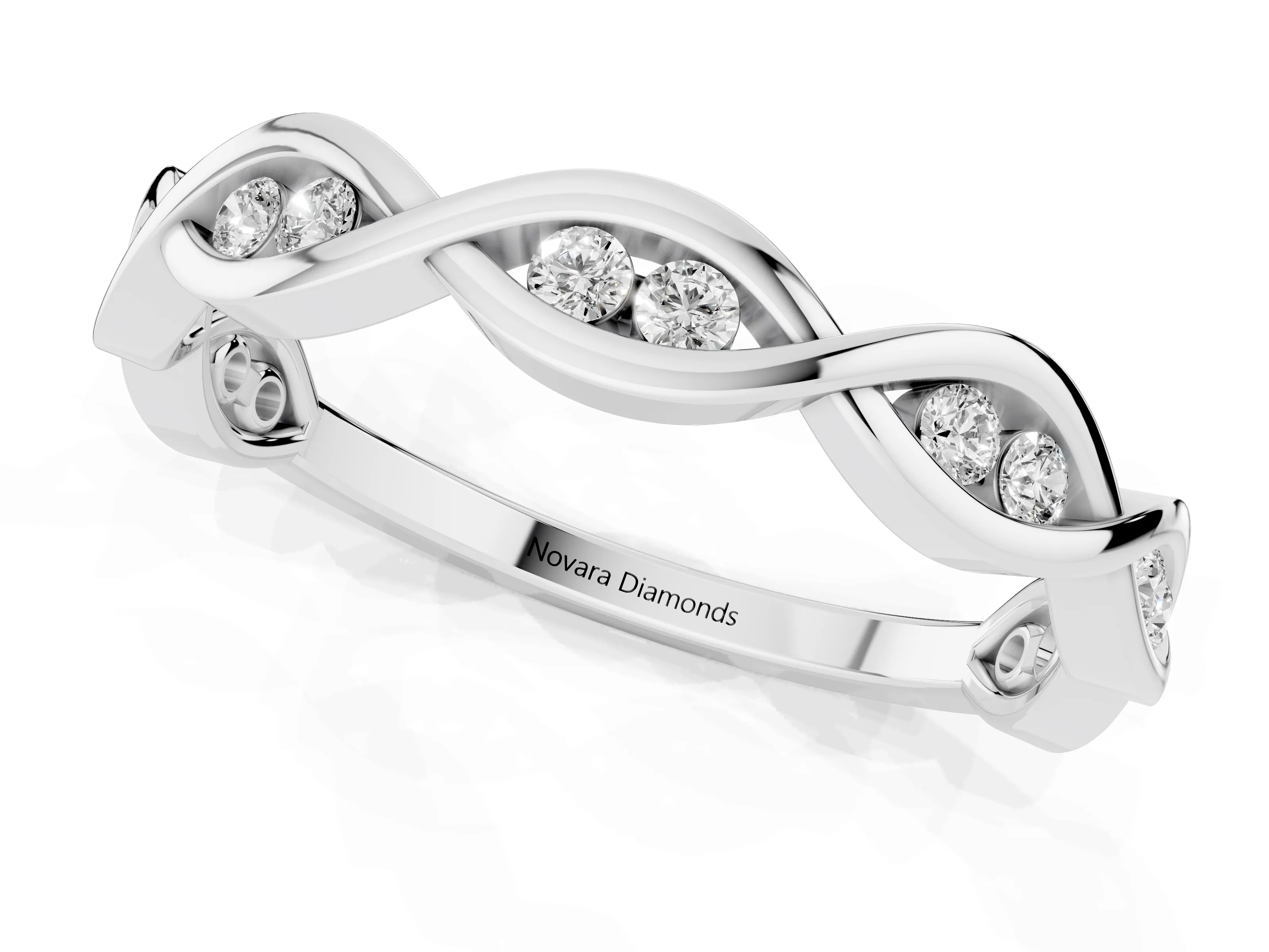 Round Diamond Twist Eternity Band Set in Platinum with Bezel Setting – second view