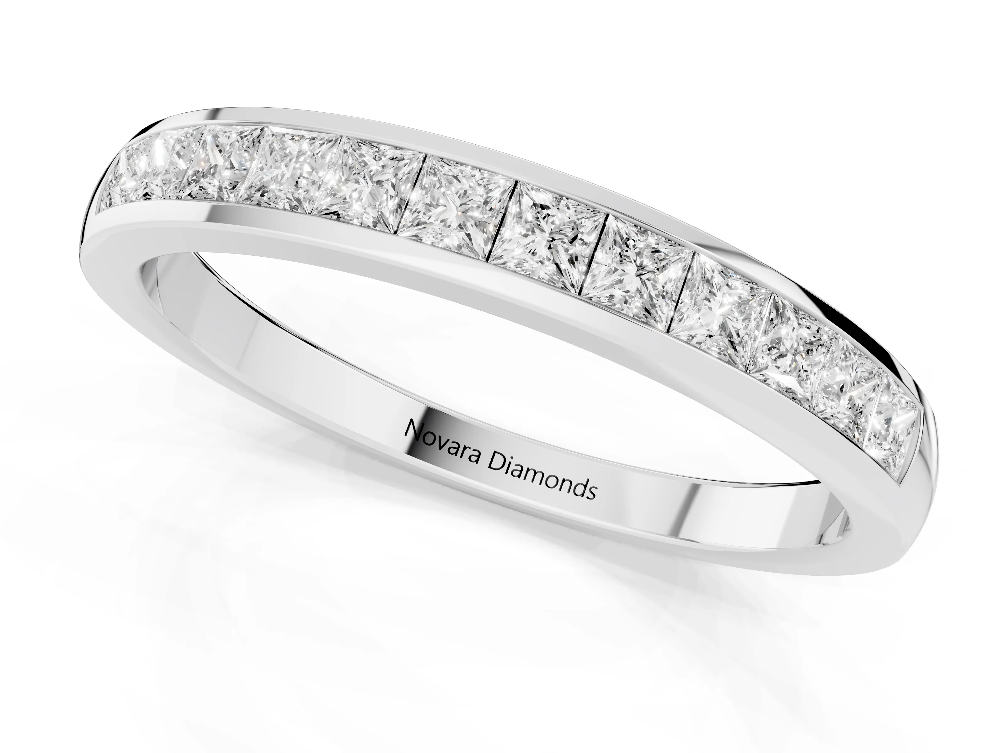 Princess Diamond Full Eternity Band Set in Platinum with Channel Setting – second view