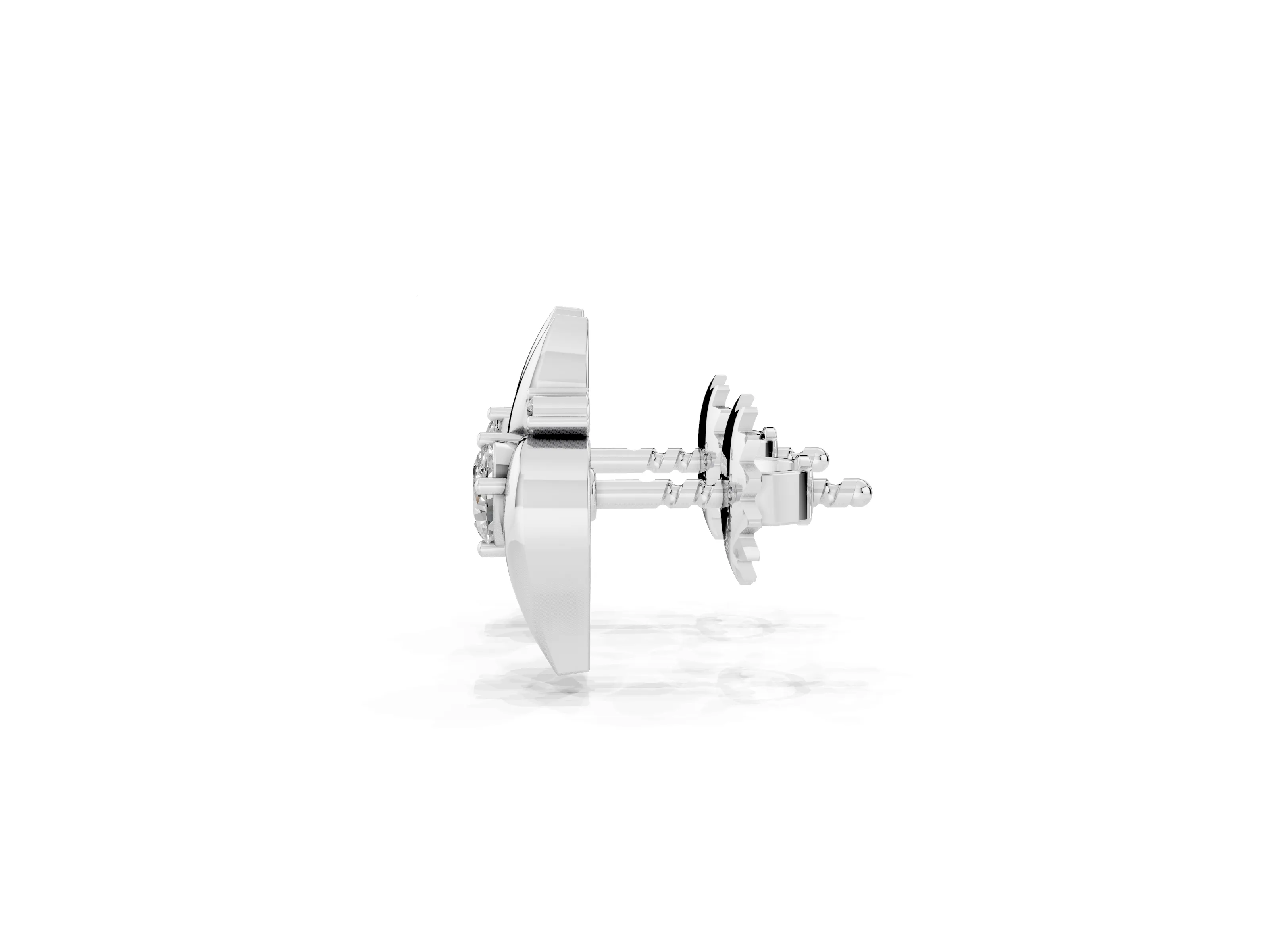 Oval Lab-Grown Diamond Swirl Shell Stud Earrings | Mirror-Image Pair | Sterling Silver