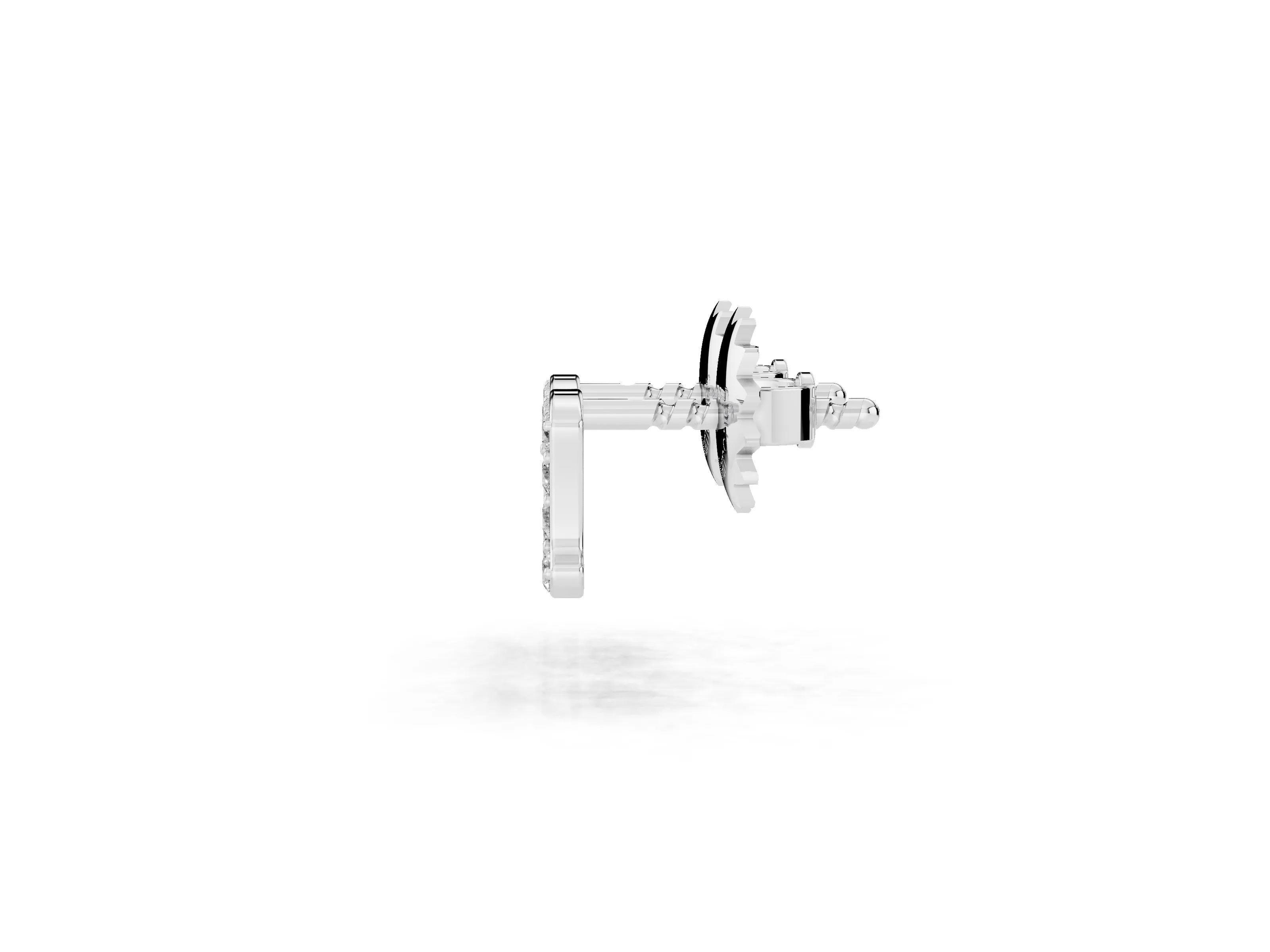 Round Lab-Grown Diamond Lowercase Initial A Pavé Stud Earrings | Open Letter | Platinum