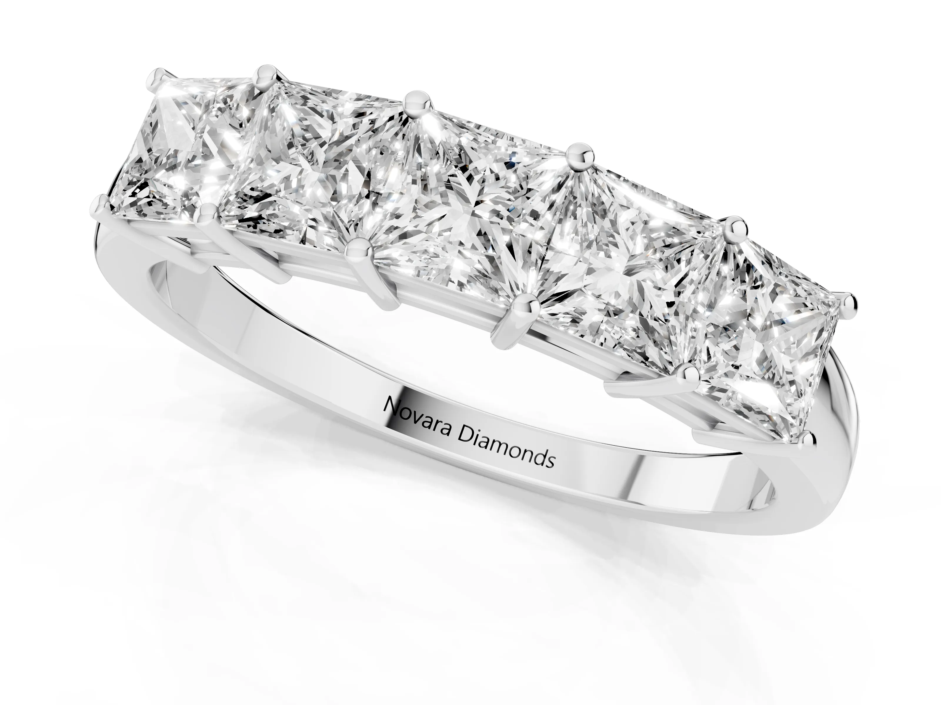 Princess Cut Diamond Five-Stone Band Set in Platinum with Prong Setting – second view