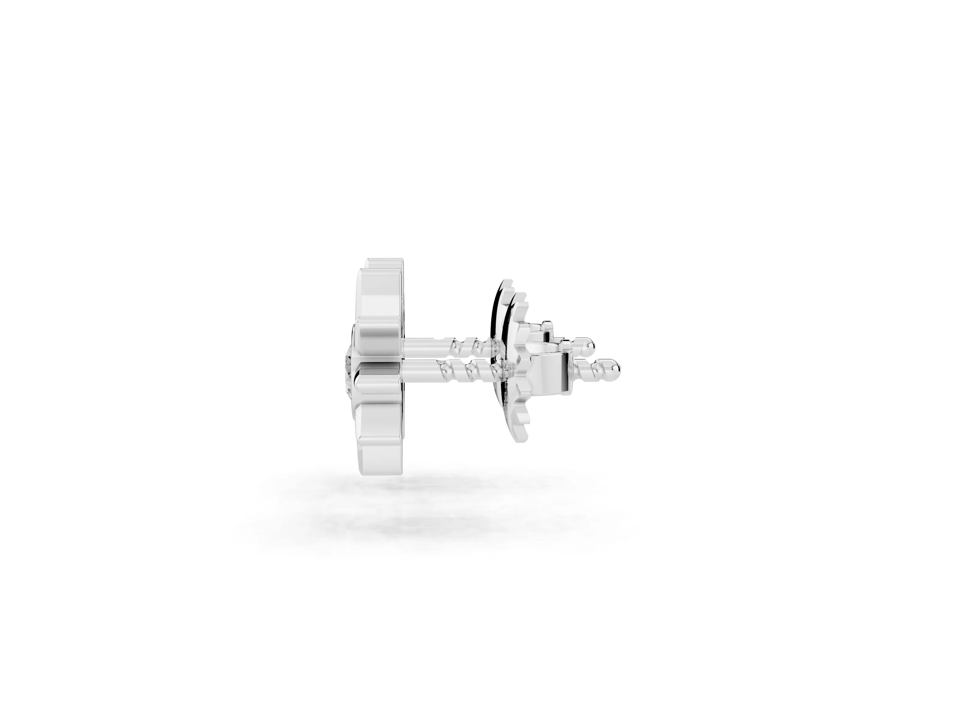 Round Lab-Grown Diamond Bezel Sun Starburst Stud Earrings | Polished Rays | Platinum